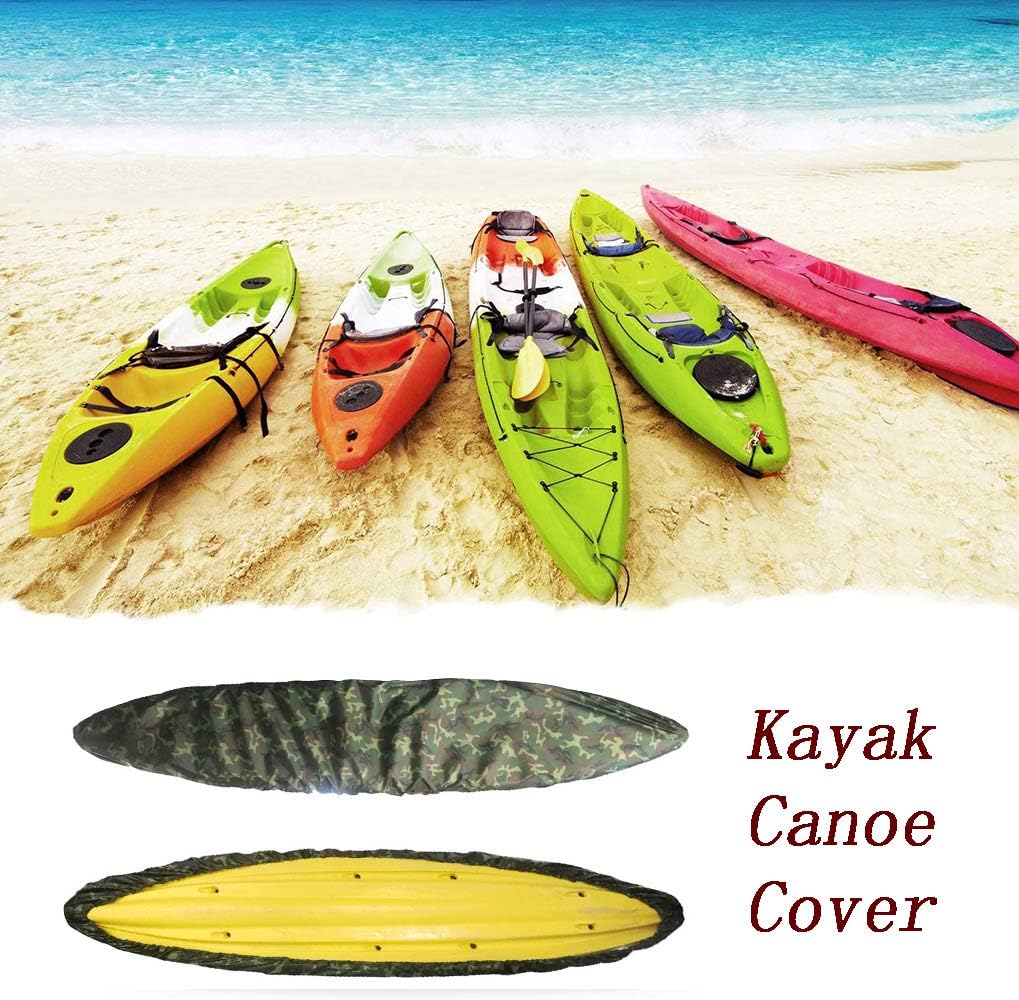 FLR Kayak Cover,Kayak Canoe Dust Cover for Outdoor/Indoor Storage, Waterproof & UV Resistant,Outdoor Fishing Boat Cover (Green Camouflage, 6.8-8.2ft)