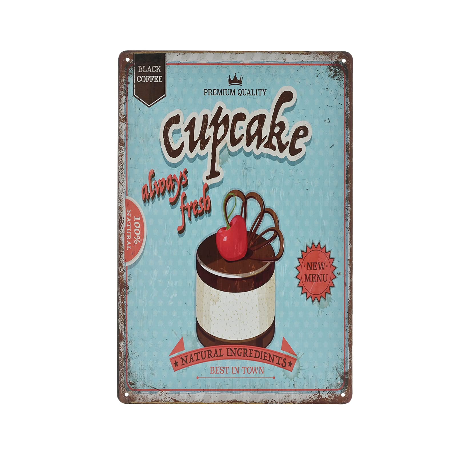 SMAZDFXX Vintage Metal Sign - Cupcake Bakery Shop Retro Tin Decorative Sign Wall Decor Metal Plate 12"x16"