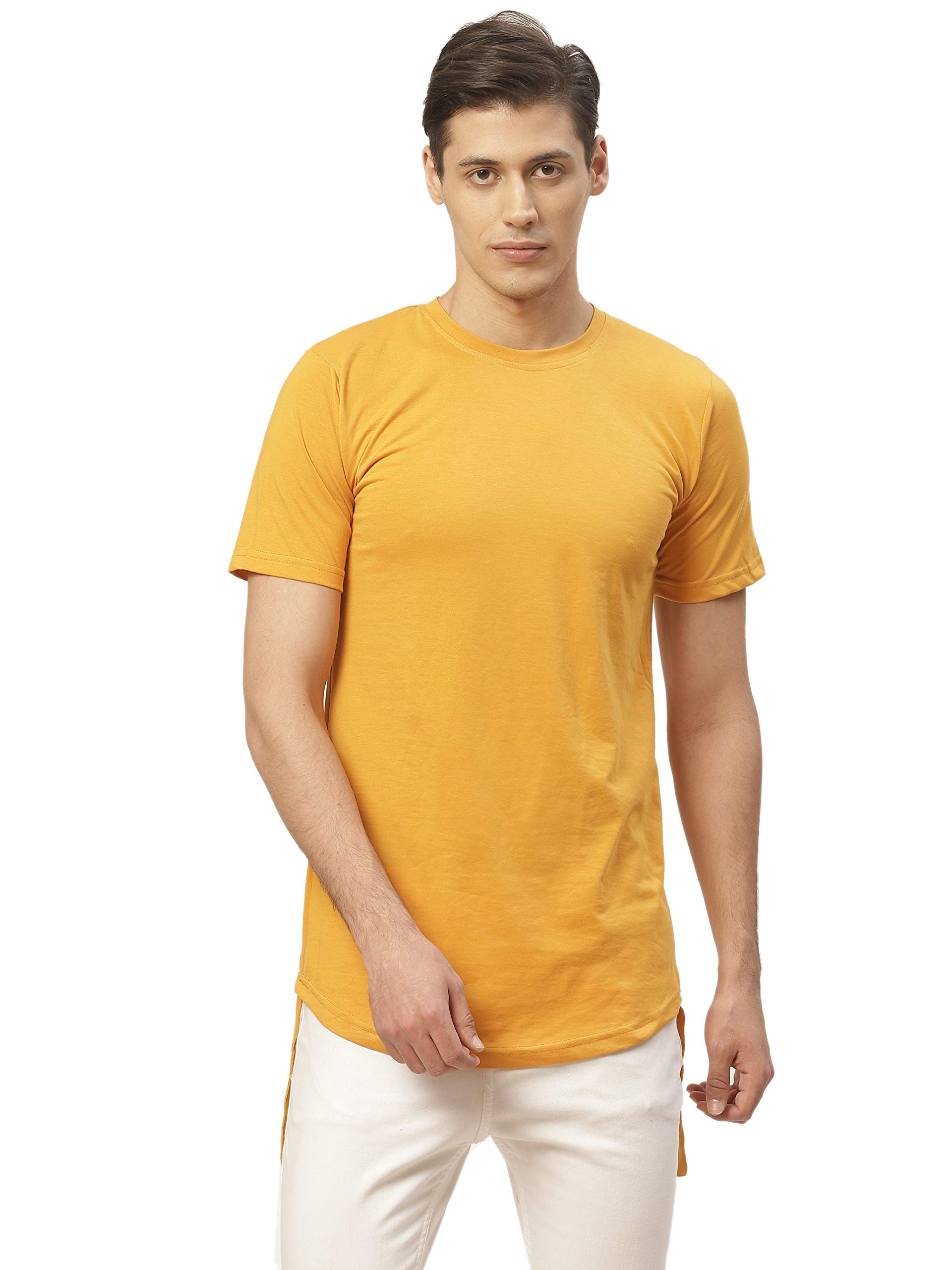 PAUSE Sport Men's Solid Regular Fit T-Shirt (PACT1003-ORN-M_Orange