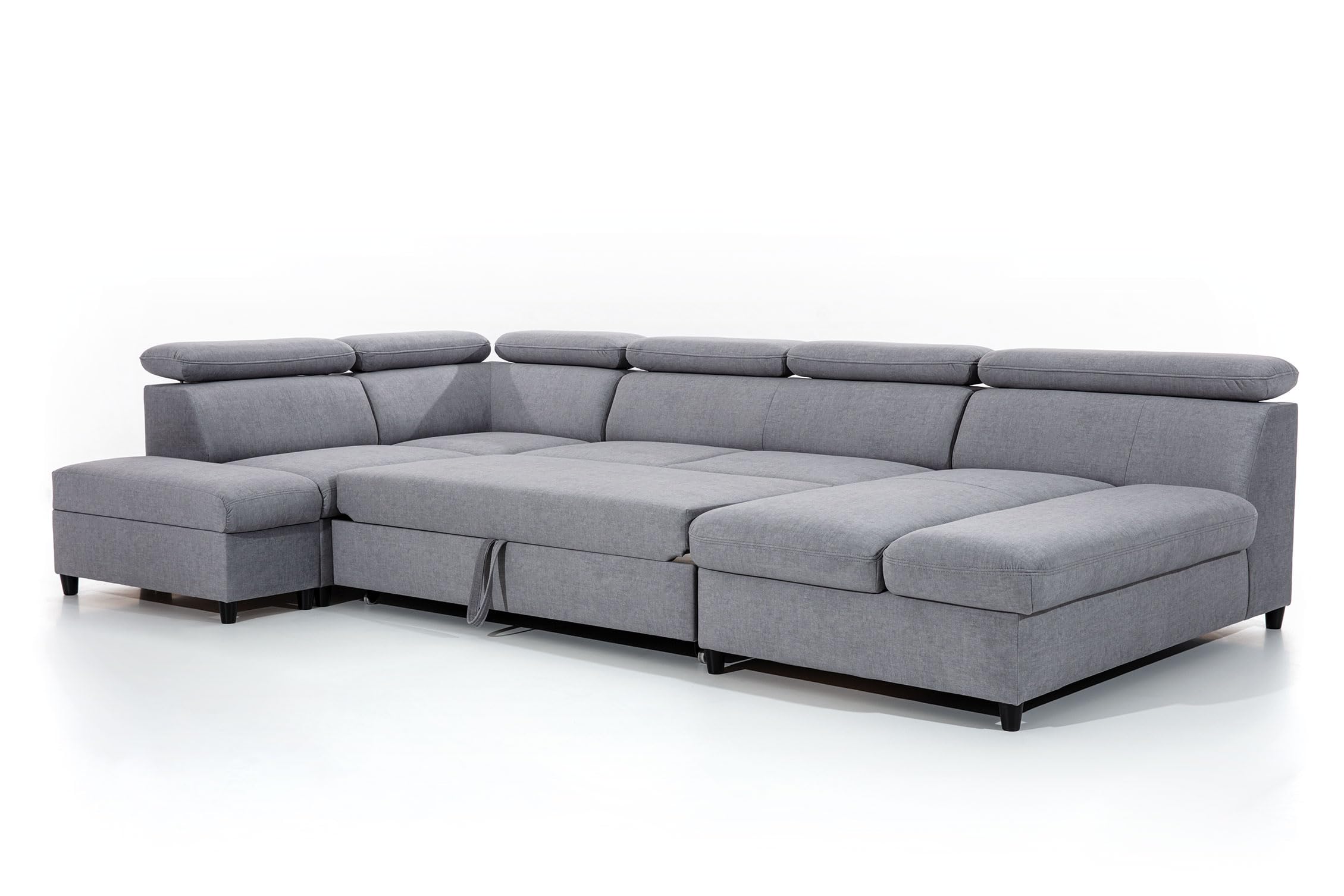 AXLIVING Canapé en U Marron avec Fonction Couchage Olettio 342 cm L