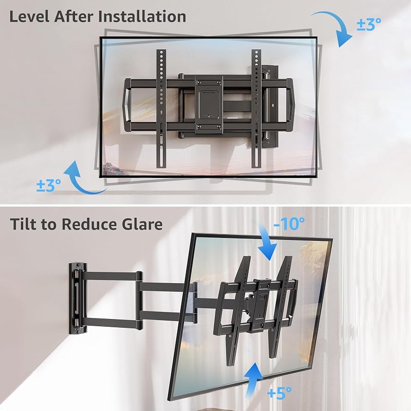 Suport TV de perete MOUNTUP cu braț lung de 38 inchi, pentru ecrane de 32-75 inchi, cu mișcare completă, înclinabil, pivotant, extensibil, VESA 600x400, max 95 kg