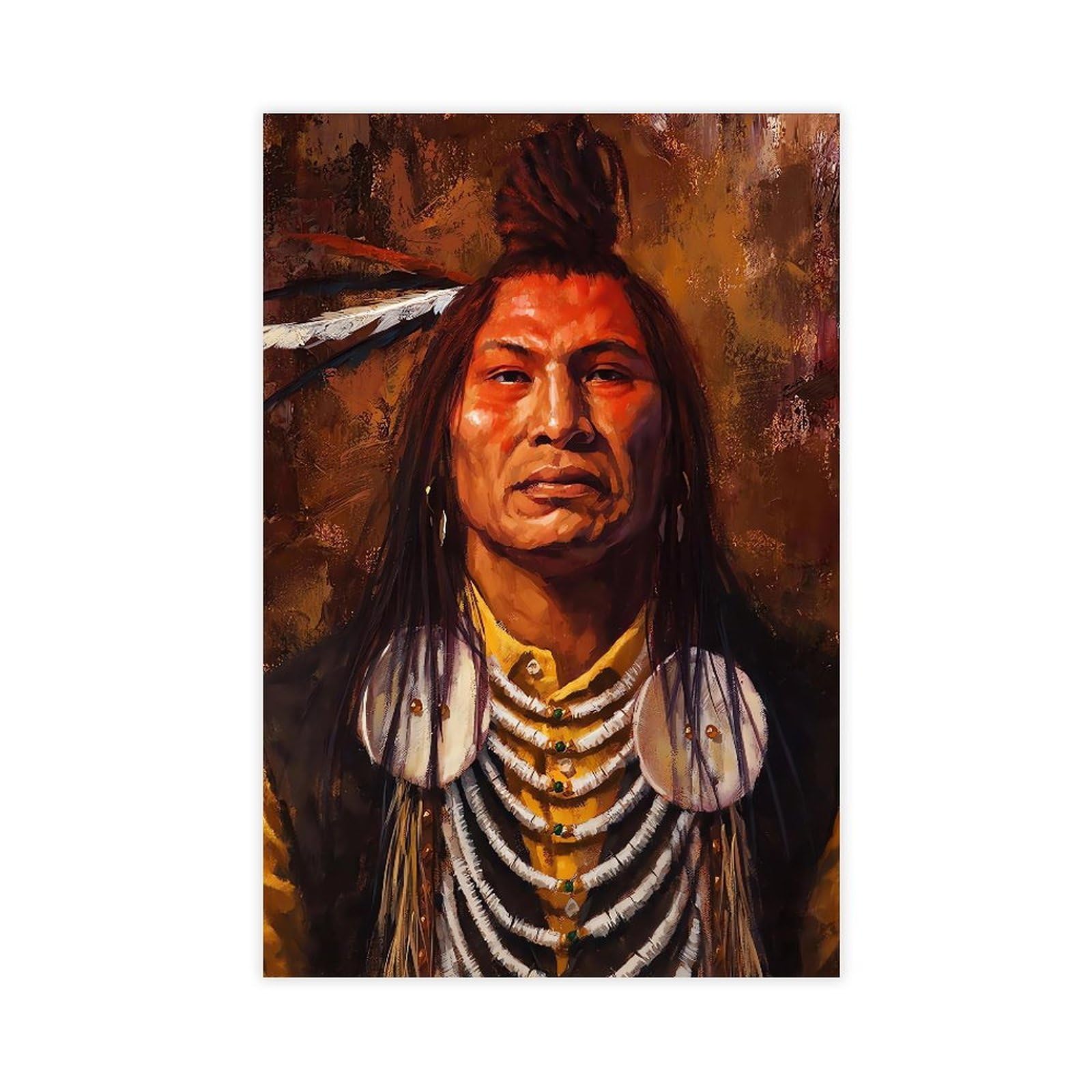 Qnvjqkdsi Unframe Native American Indian Poster Canvas Poster Bedroom Decor Landscape Office Room Decor Gift 24" L X 36" W