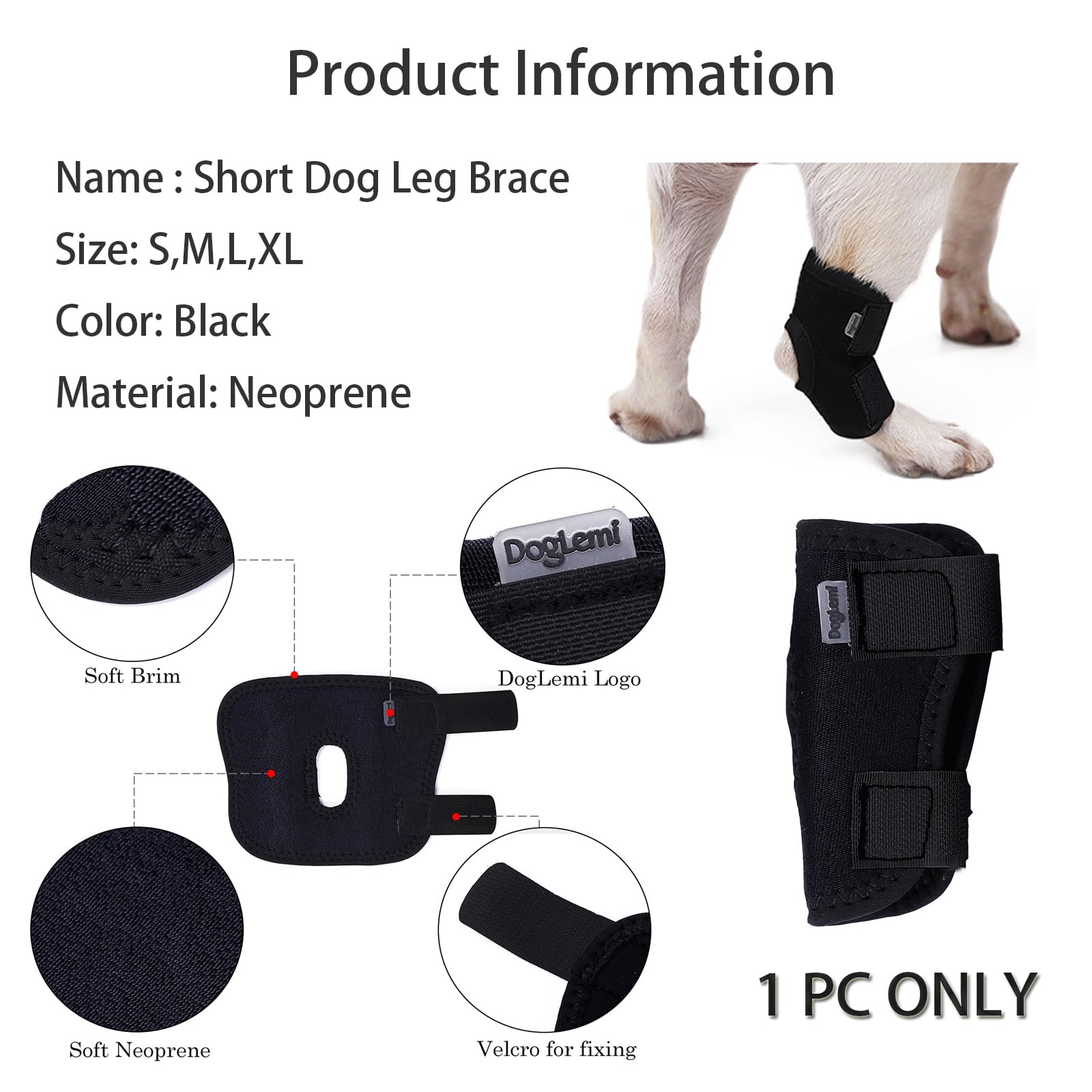 BT Bear Dog Brace Front Rear Short Leg Wrap Sleeve Protects Wounds Pet Brace Heals and Prevent Injuries and Sprain Helps,Large - Image 3