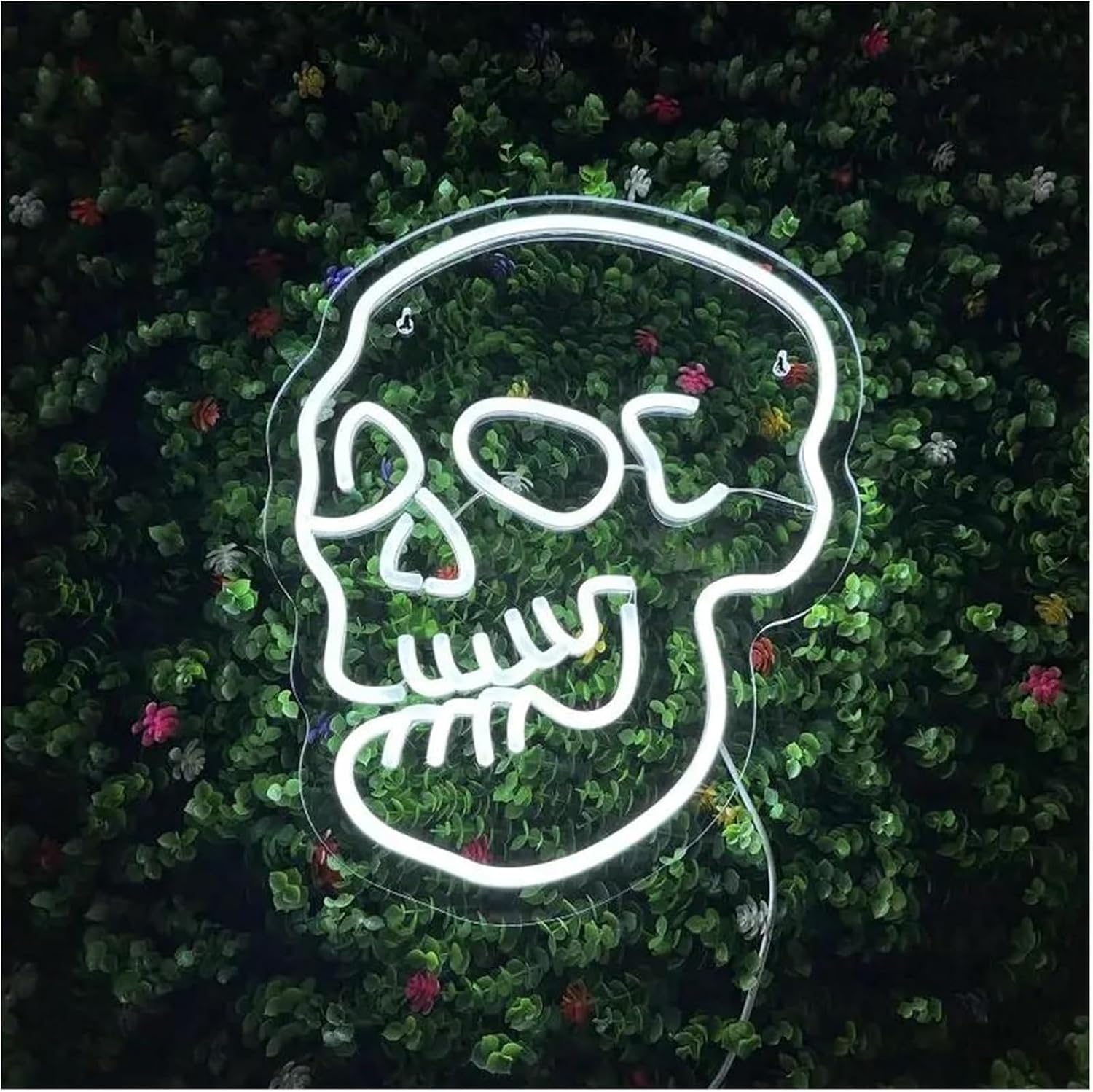Christmas Neon Lights Design White Skull 5V (33x42cm) Wall Decoration Party Bar Decor