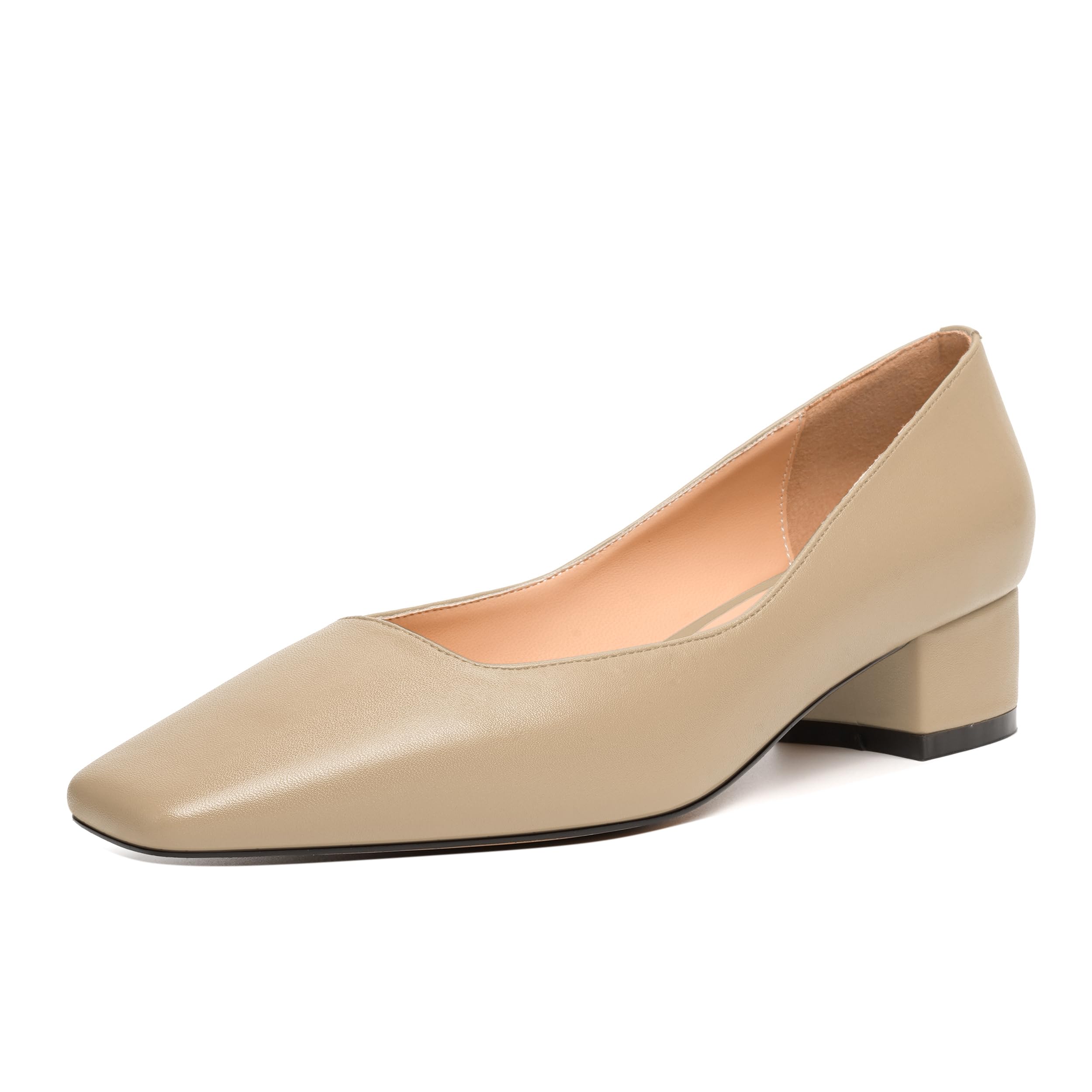 JUSTDANNI Womens Slip On Dress Stylish Wedding Square Toe Matte Block Low Heel Pumps Shoes 1.5 Inch