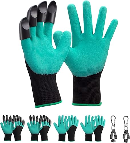Guantes de jardinería con garras, 4 pares de guantes de trabajo al aire libre, regalo para hombres y mujeres