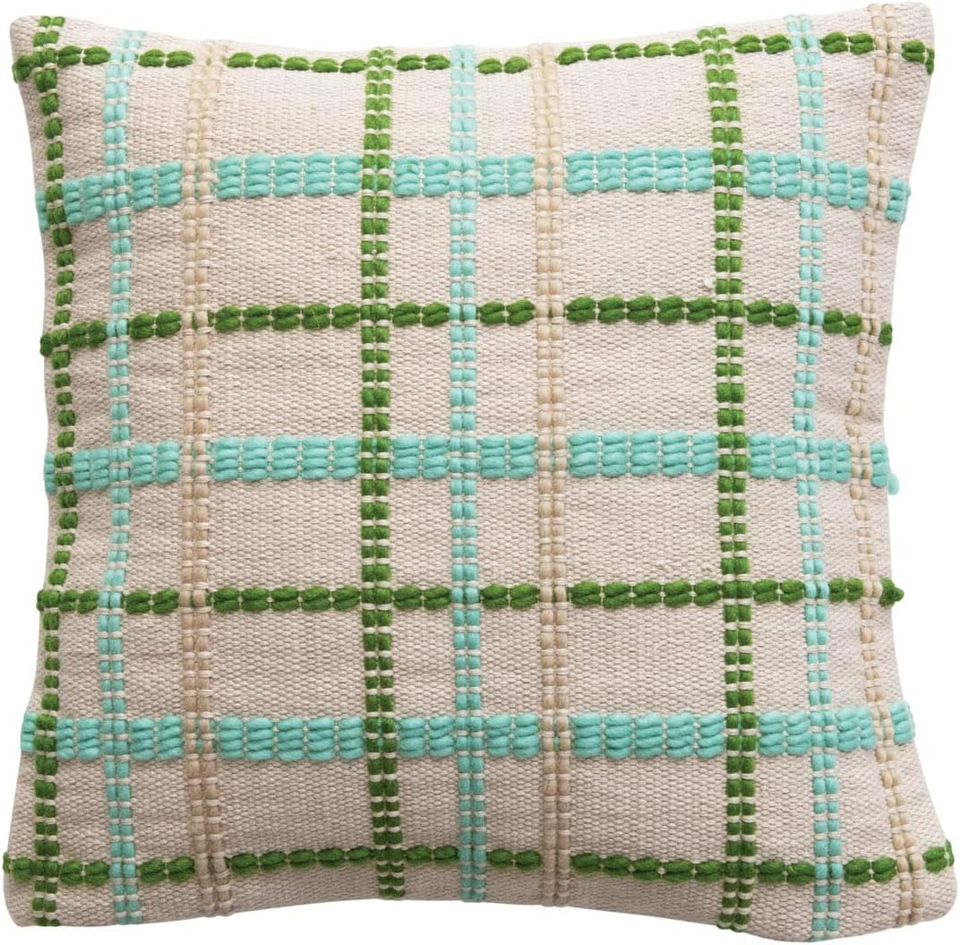 Creative Co-Op 18" Square Woven Cotton and Wool Pillow