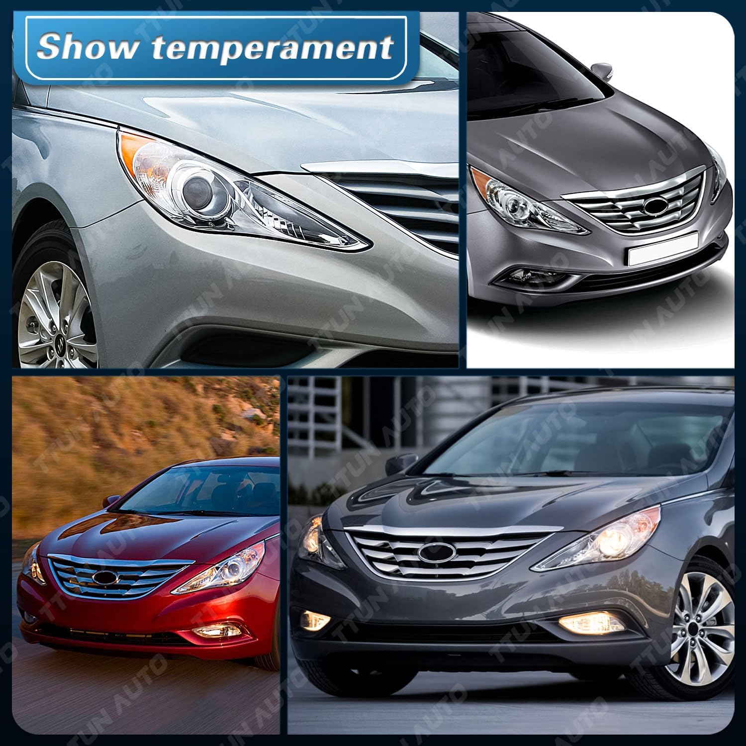 Compatible with Hyundai Sonata 2011-2014 Headlight（Excludes Hybrid） with Halogen Bulbs 92102-3Q000(Passenger Side)