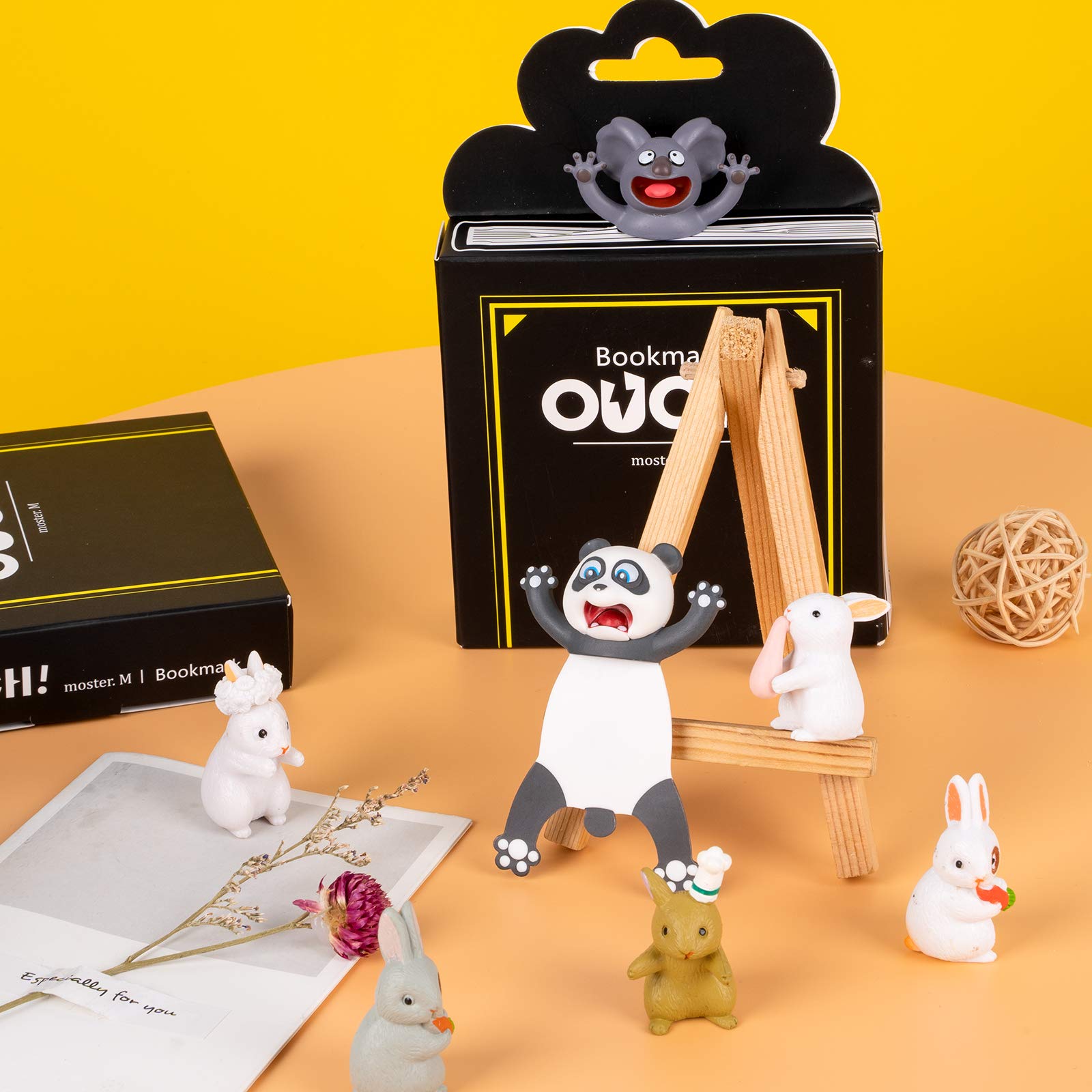 Waline 3D Cartoon Animal Bookmarks - 2 Pieces Squashed Land Animals, Cute Panda & Koala Reading Bookmarks - Back to School Gift for Students - Image 6