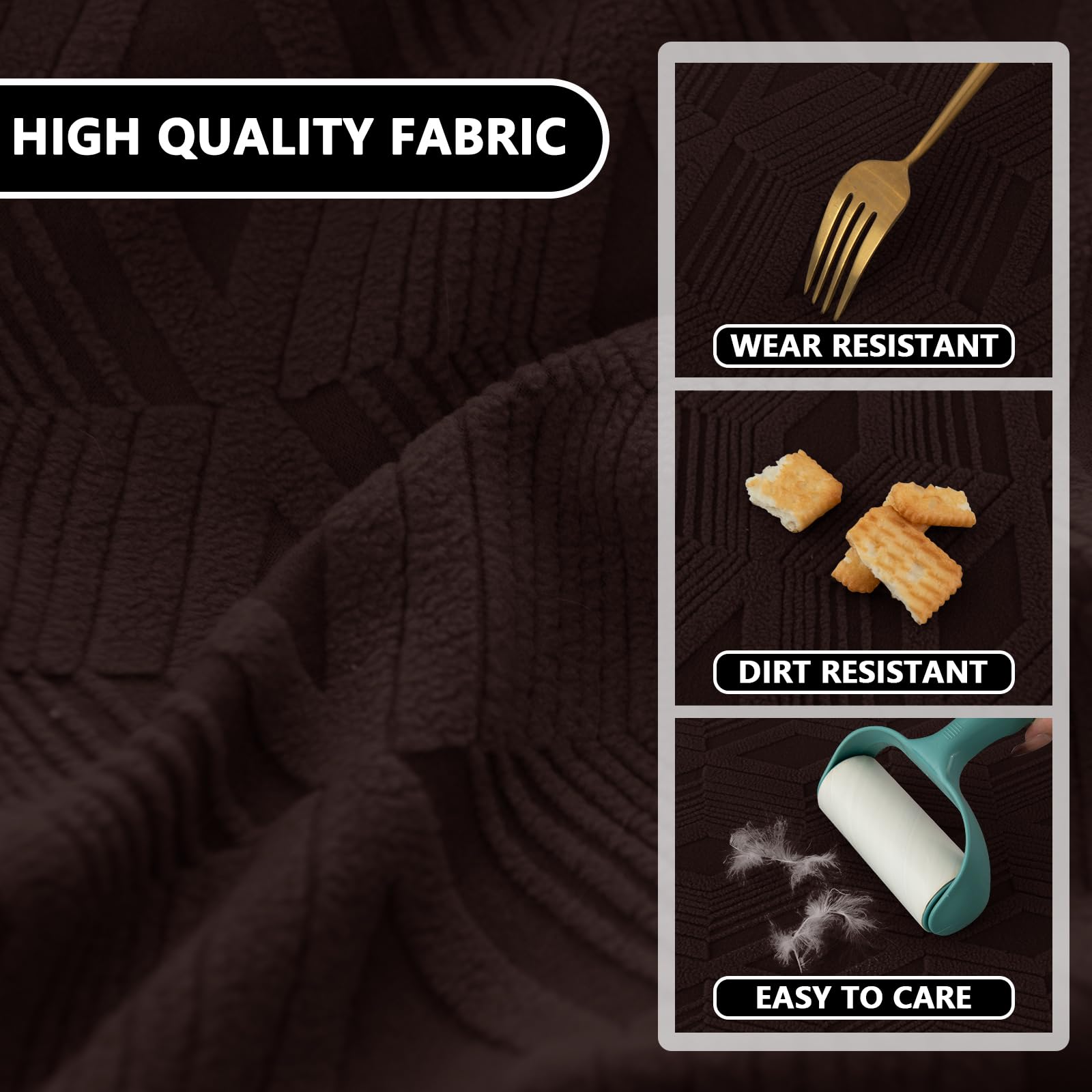 OKYUK Banquet Armchair Slipcovers Printed Chair Slipcovers with Arms 1-Piece Stretch Chair Covers for Living Room Anti Slip Soft Armchair Slipcover Kids Pets Friendly (Chocolate Checkered) - Image 3