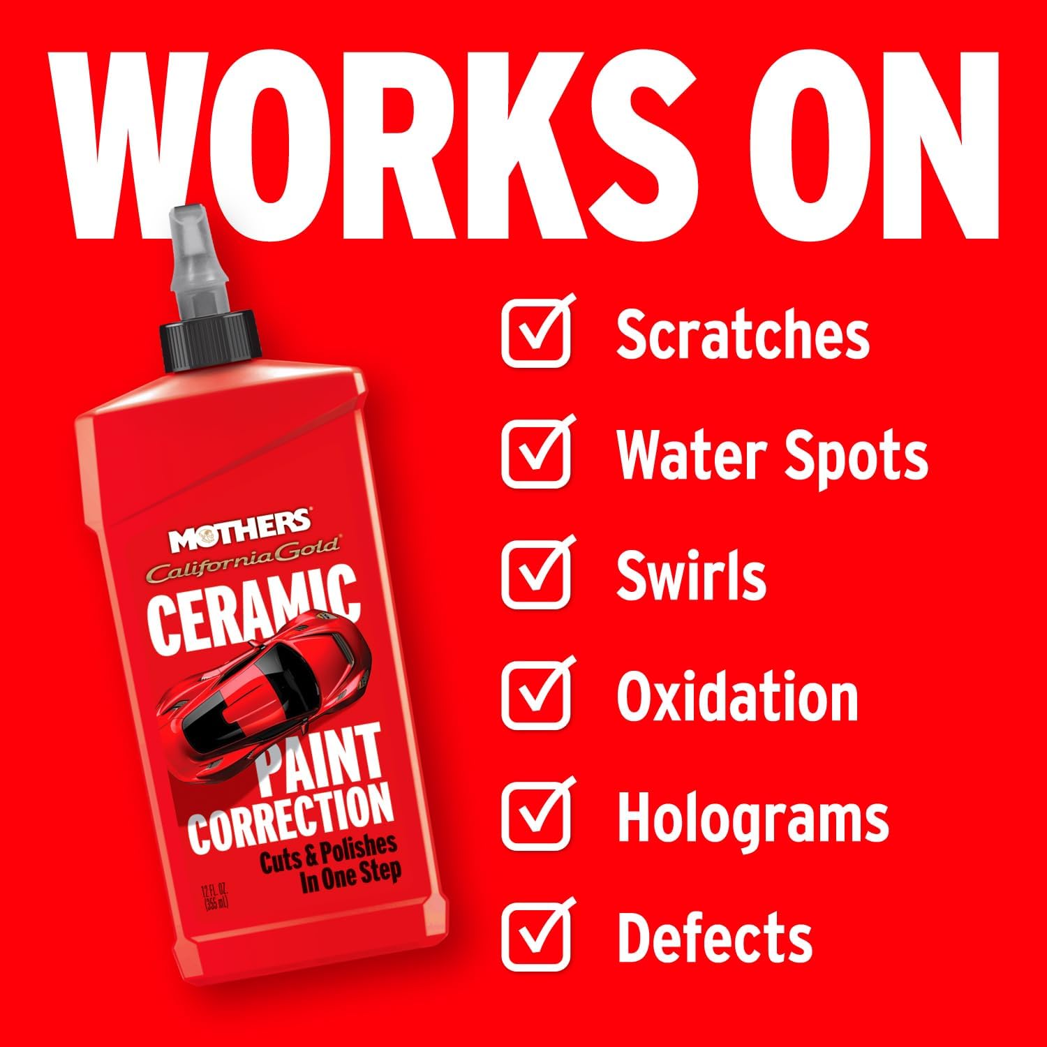 Mothers California Gold Ceramic Paint Correction, 12 oz. — Cuts, Polishes & Repairs, Preps, Removes Scratches, Swirls, Oxidation, Water Spots, Restores Color, Gloss, Depth & Shine (01712) - Image 5