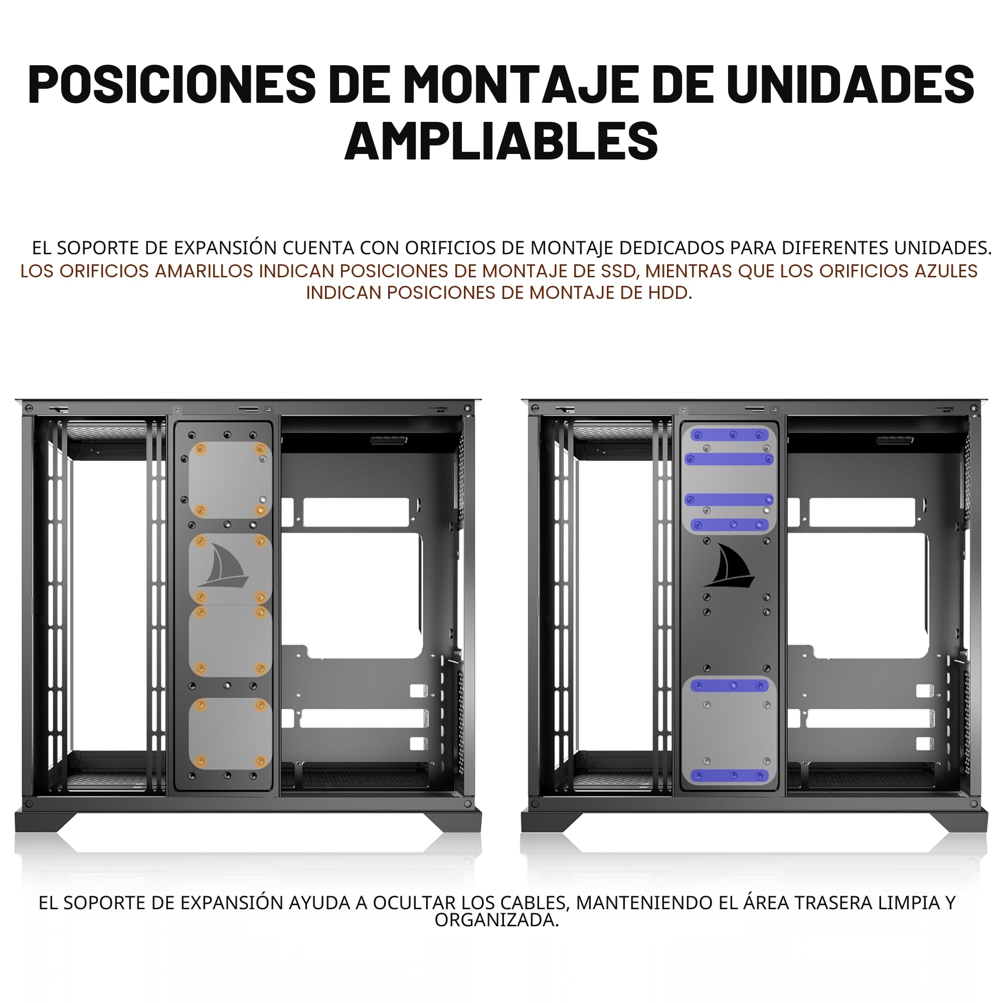 KEDIERS - Caja de ordenador con 5 ventiladores preinstalados, caja de juego ATX Mid Tower - Caja de ordenador con parte lateral abierta de cristal templado negro