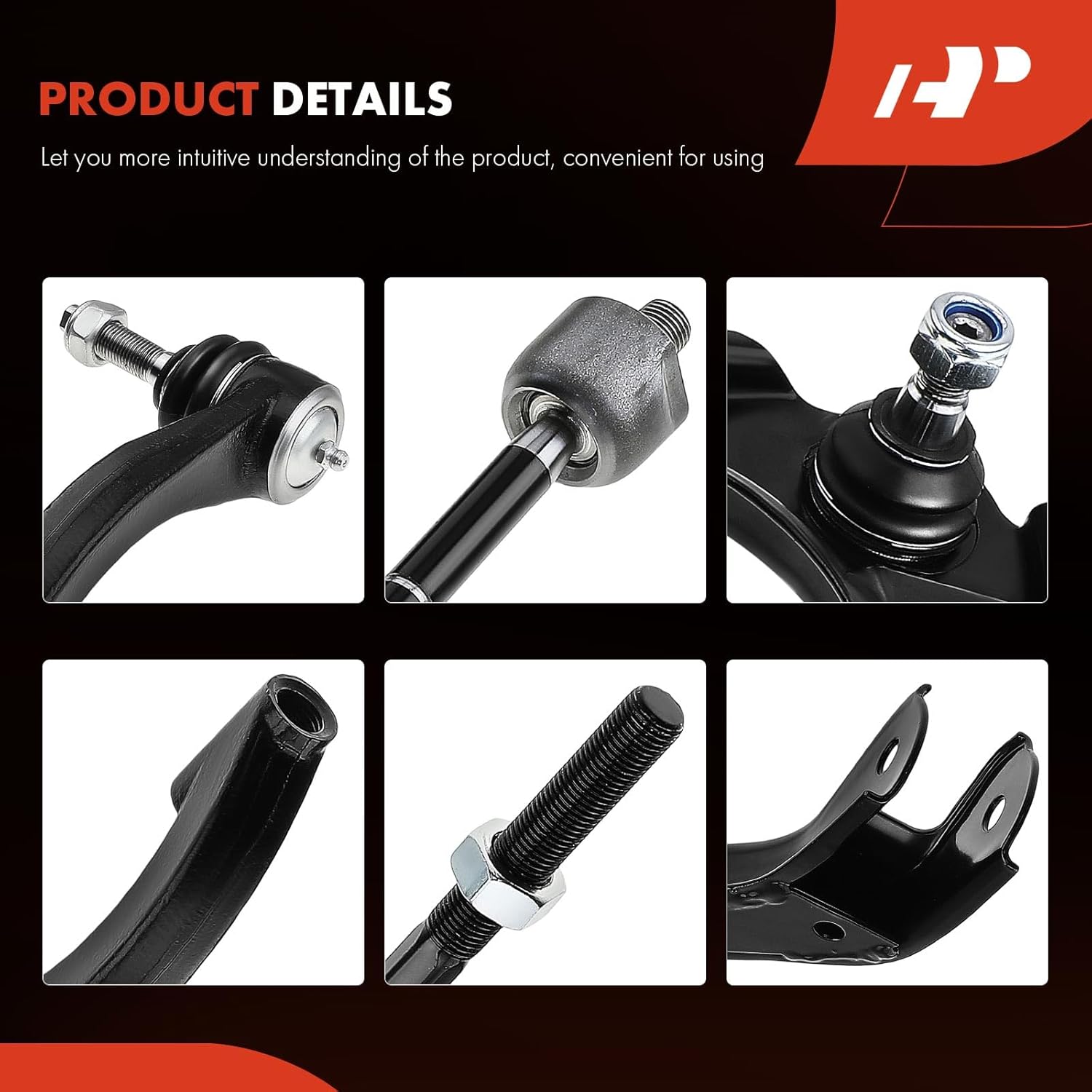 A-Premium Set of 6, Front Upper Control Arm Inner Outer Tie Rod End, Compatible with Chrysler Sebring 1996-2006, Cirrus 1995-2000 & Dodge Stratus 1995-2006 & Plymouth Breeze 1996-2000