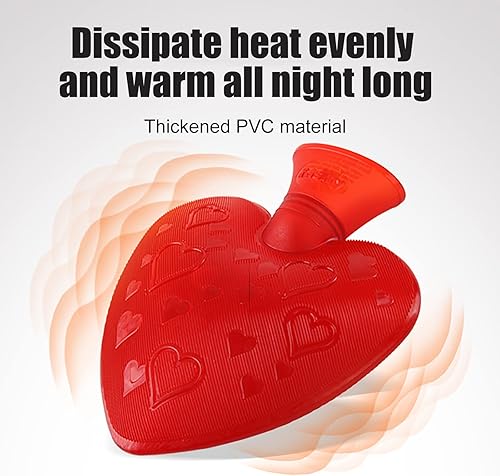 Miniatura 5 de Botella de agua caliente en forma de corazón de 16.9 fl oz con tapa suave, bolsa de agua caliente para aliviar el dolor, calambres, espalda, cuello,