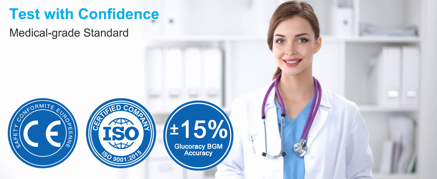 Image of Blood Glucose Monitor Kit, Blood Sugar Testing kit with 50 Blood Sugar Test Strips, 50 Painless 33G Lancets, 1 Blood Glucose Meter, 1 Lancing Device, Medical Accuracy, 5-Second Results, No Coding & Auto Eject, Glucometer Kit for Diabetes Testing for Home /Travel Use