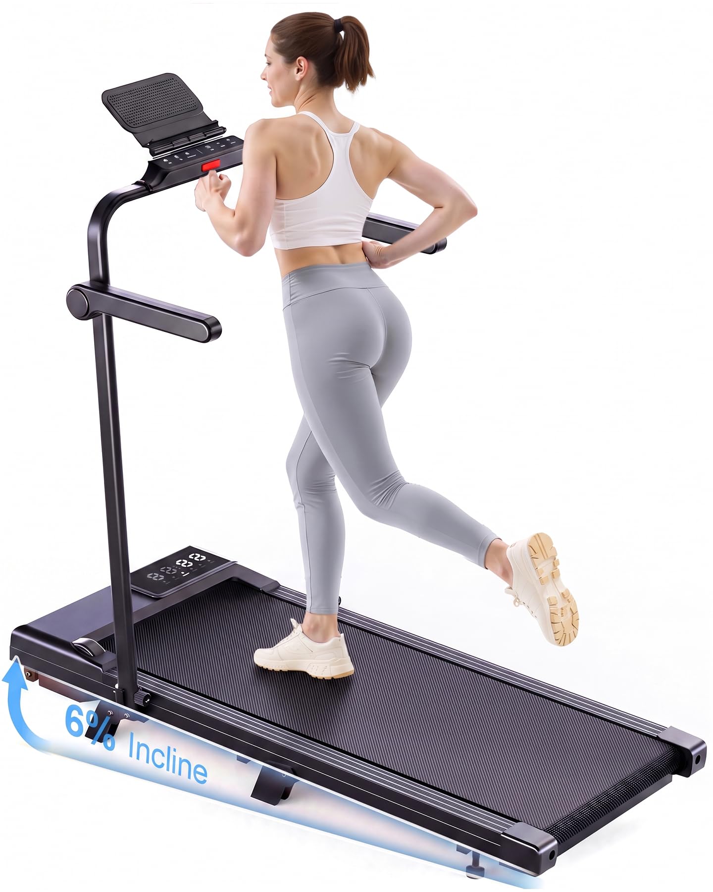 Superun Raceable Tapis de Course Inclinable 2.5HP Tapis de Marche avec Rampes, 1-6km/h, 1-12km/h APP Contrôle Max 136KG Walking Pad Portables avec Parcours d'entraînement et Courses Multi-Coureurs