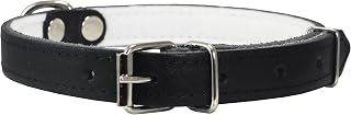 Dogs My Love Genuine Leather Felt Padded Dog Collar (10.5"-12.5" Neck; 1/2" Wide, Black)