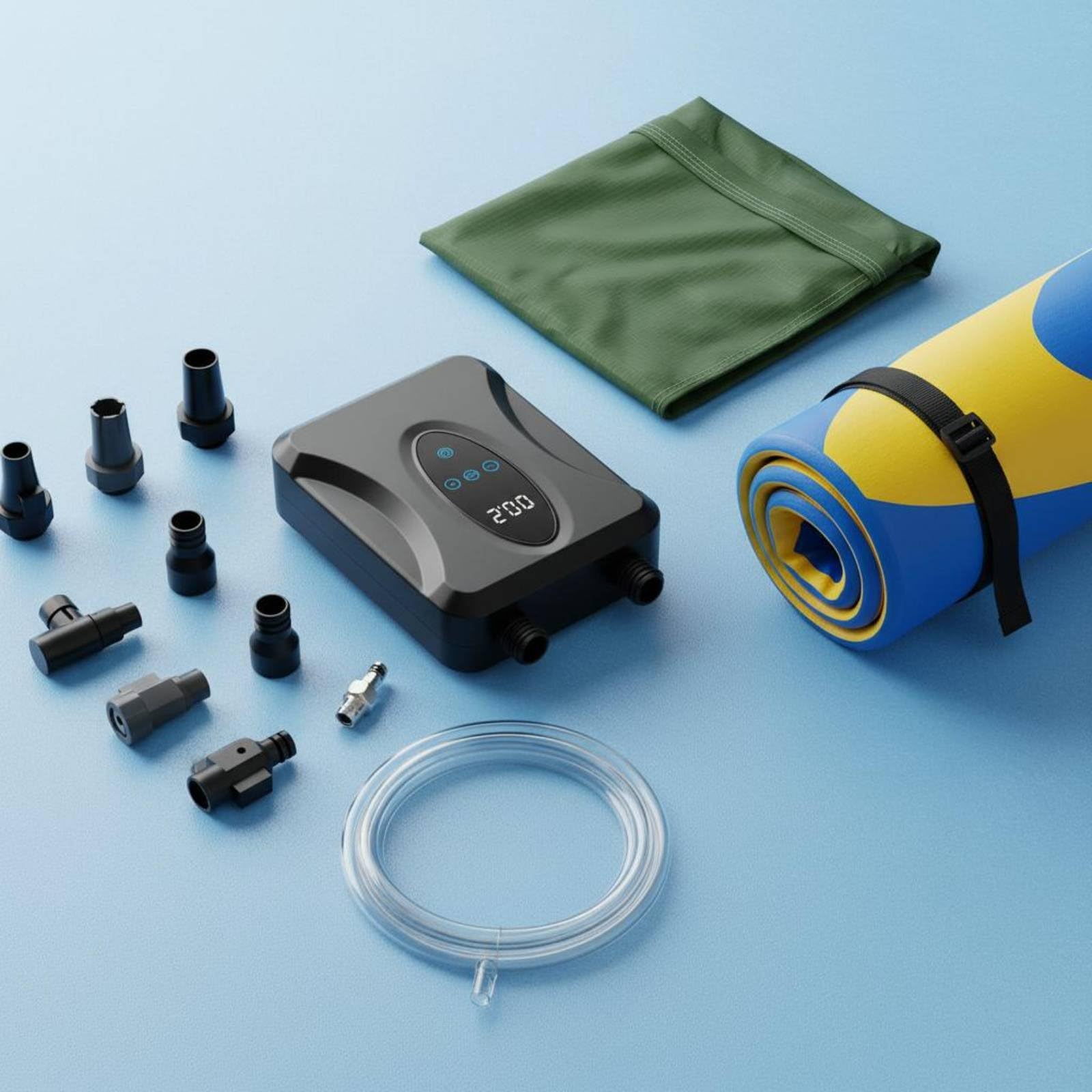 Pompe à Air Gonflable Électrique Gonfleur Compresseur Souffleur Contrôle Numérique avec Affichage Pression Constante 20 Psi Adaptateurs de Buses Inclus Adapté au Paddle Rafting Piscine