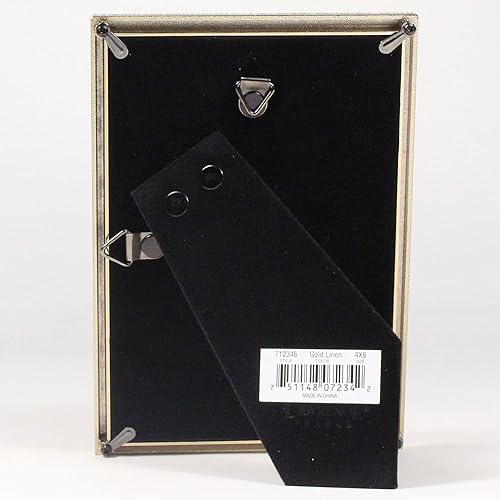 Miniatura 3 de Lawrence Frames Marco de fotos de metal dorado de 4 pulgadas de ancho x 6 pulgadas de alto con patrón de lino (712346)