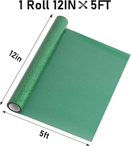 Miniatura 2 de Rollo de vinilo de transferencia de calor HTV con purpurina verde hierba, vinilo para planchar con purpurina para Cricut y Silhouette Cameo, vinilo