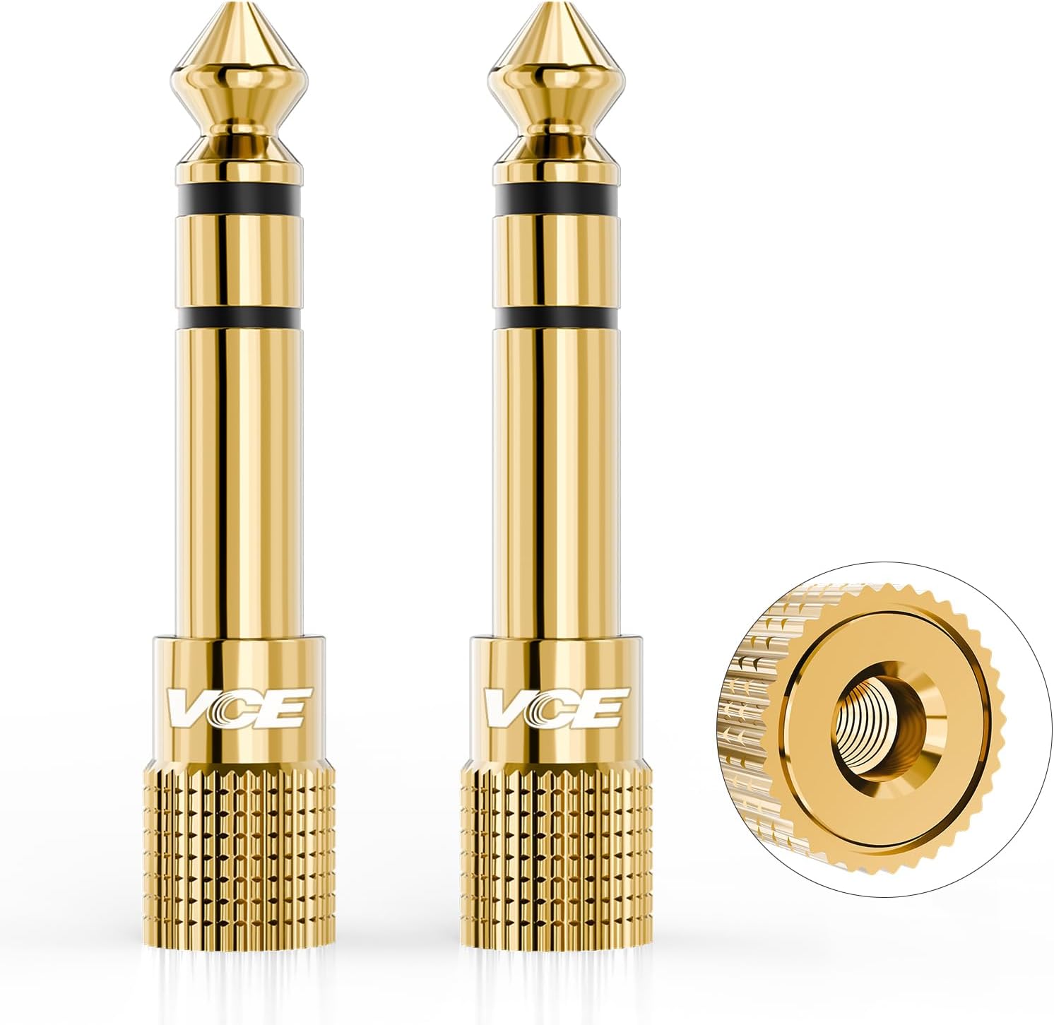 VCE VCE 2-PACK 6.35mm (1/4 inch) to 3.5mm(1/8 inch) Male to Female Stereo Jack Adapter