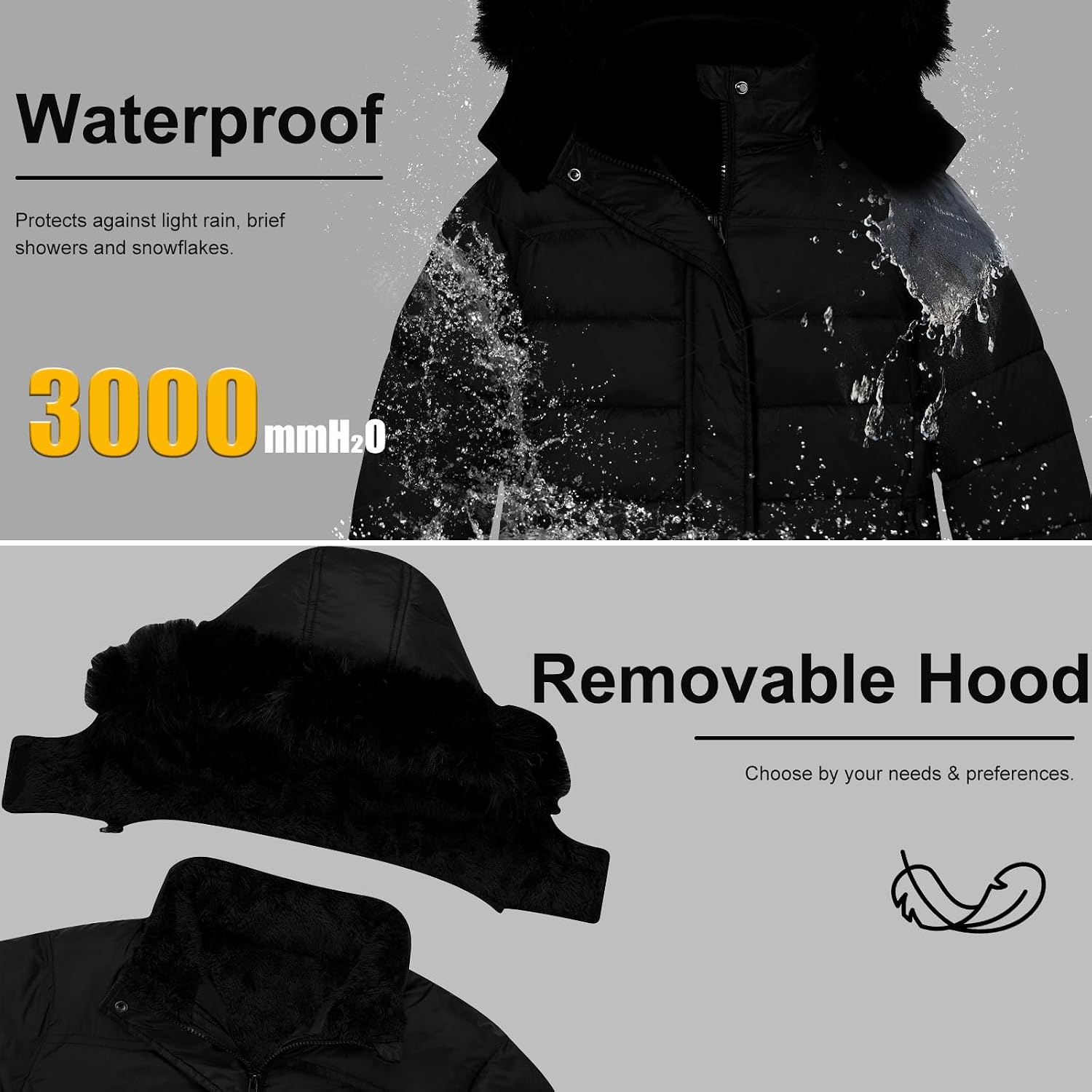 Funnycokid Boys Winter Coat Kids Puffer Jacket Waterproof Outerwear Fleece Lined Size 5-12