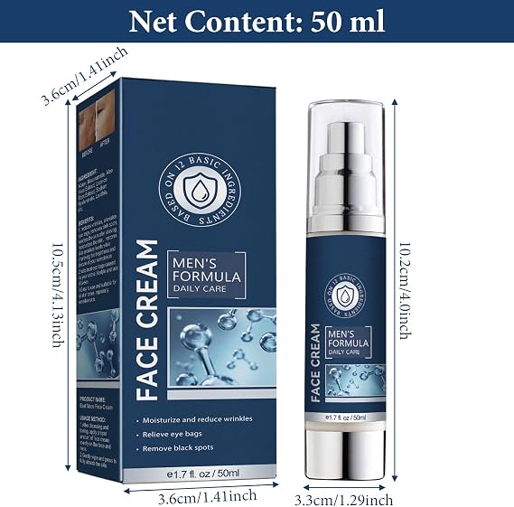 Belligern 6 in 1 Face Cream for Men Eye Bags, Mens Anti Aging Face Cream, Natural Moisturiser Organic Anti-wrinkle Face Neck Firming Cream (2 PCS)