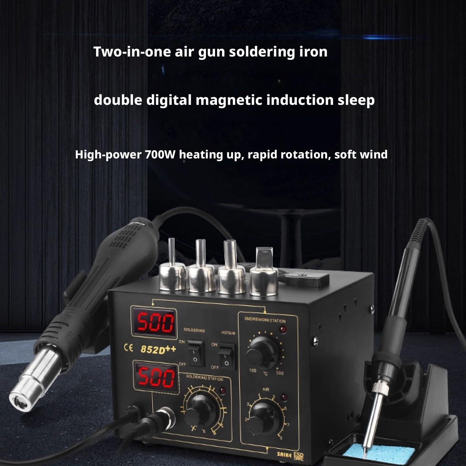 Stazione di saldatura, strumenti per la riparazione della saldatura con kit stazione saldante, saldatore elettrico 2 in 1 con regolazione della temperatura, per casa e fabbrica