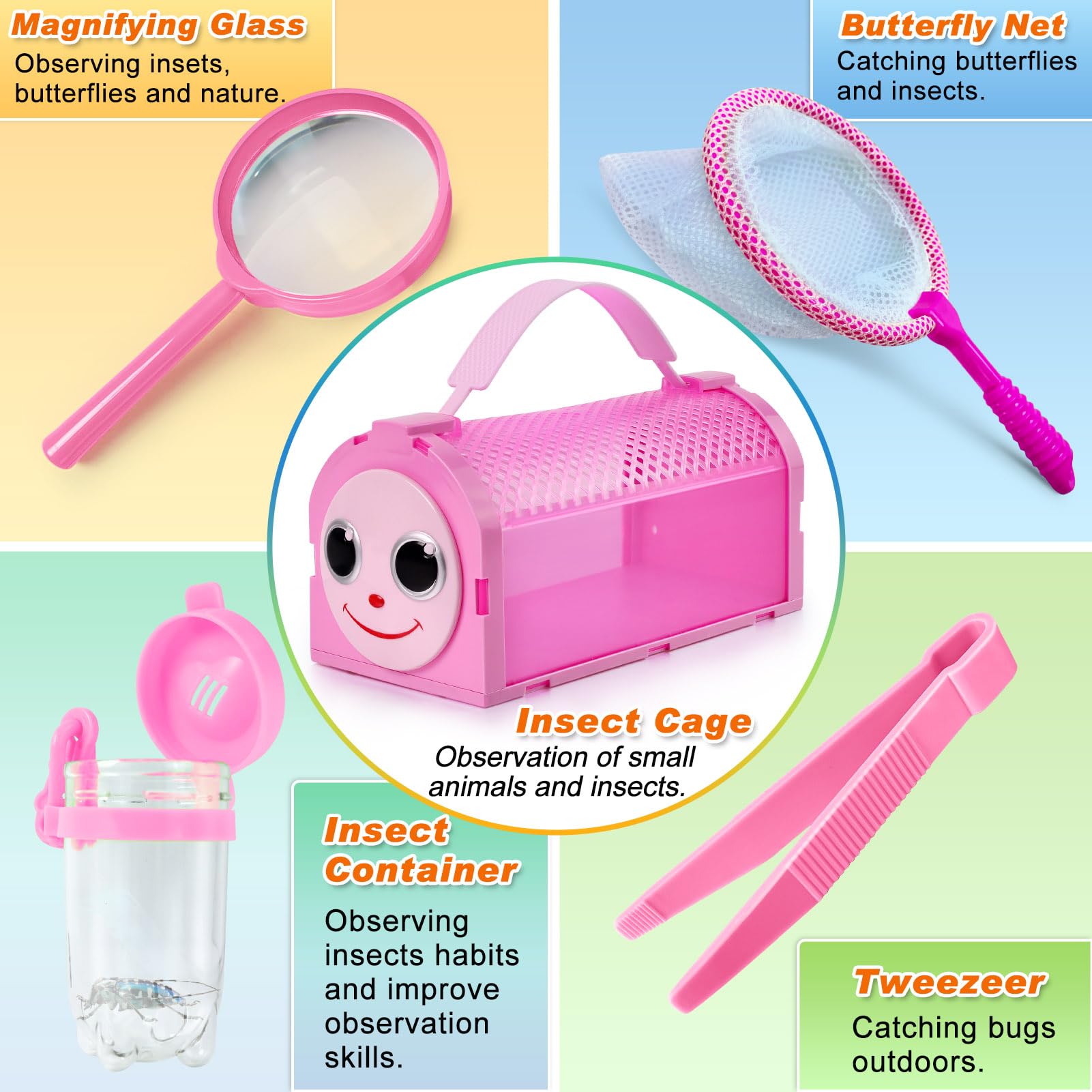 YOPINSAND – Coffret Explorateur Insectes : Filet, Loupe, Boussole, Lampe, Sac à Dos, Boîte à Insectes