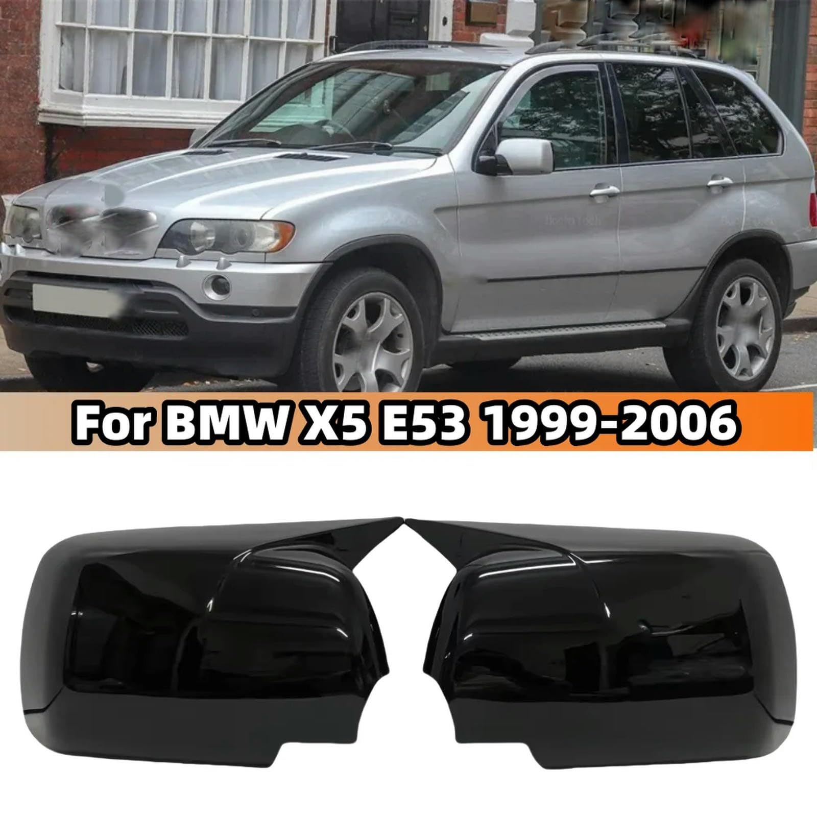 1 Paar Auto-Seitenflügel-Rückspiegelabdeckung für BMW X5 E53 1999 2000-2006 Spiegelabdeckungen für Autos Spiegelkappen Zierleisten