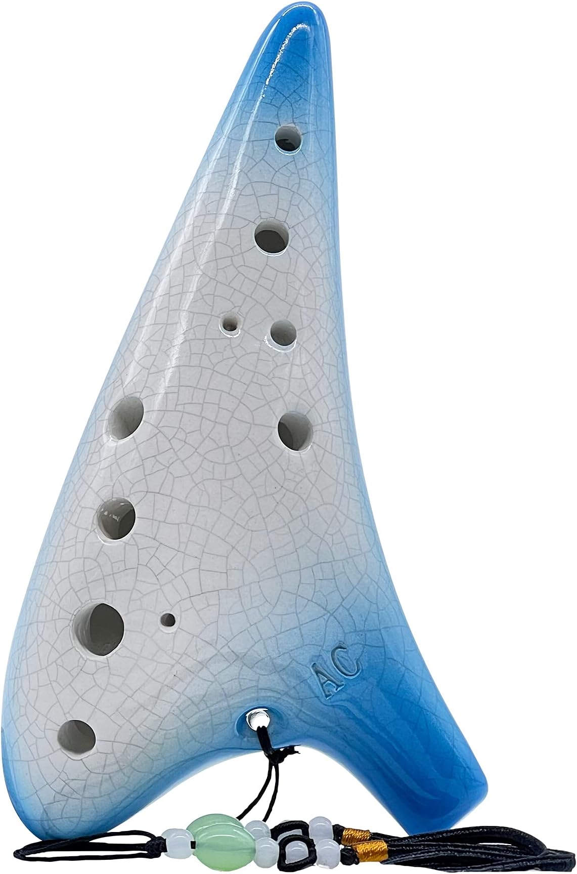 Legend of Zelda Ocarina 12 Hole Alto C with Textbook and Protective Bag, Perfect for Beginners and Professional Performance (Crack Gradient Blue)