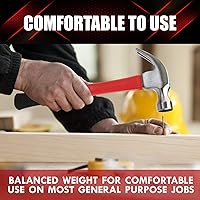 Vista 8 de YIYITOOLS Martillo de garra con mango de fibra de vidrio – 16-oz, rojo y negro (YY-1-003)