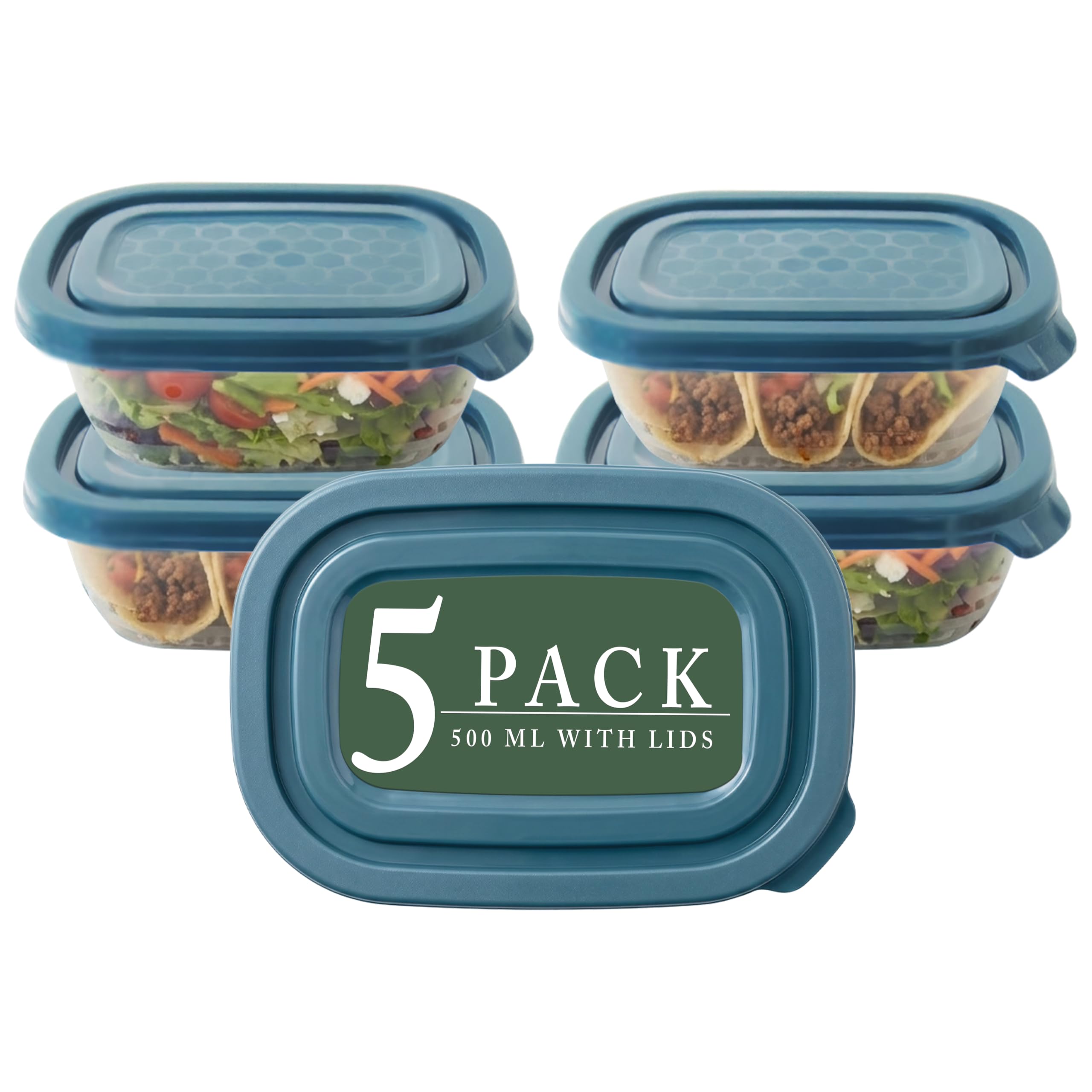 ARSUK 500ml Freezer Storage Containers With lids 10 Pack- Microwavable & Dishwasher Safe - Small Plastic Food Containers With lids - Reusable Takeaway Meal Prep - Ideal Use for Home, Work and Travel