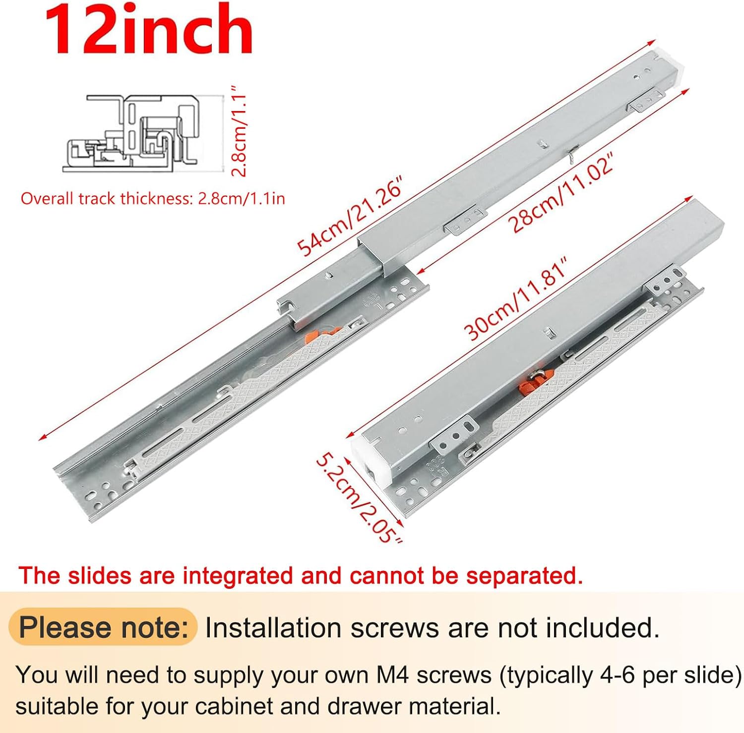 Pair Undermount Drawer Slides Bottom Mount Pull Out Shelf Slider Under Mount Drawer Glides Full Extension Soft Close Drawer Runner Shelf Track for Kitchen Face Frame or Frameless Cabinet Drawer
