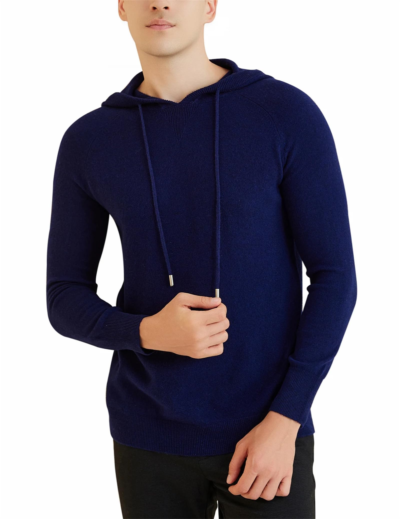 Felpa con cappuccio da uomo in lana merino maglione con cappuccio autunno inverno caldo manica lunga pullover abbigliamento maschile