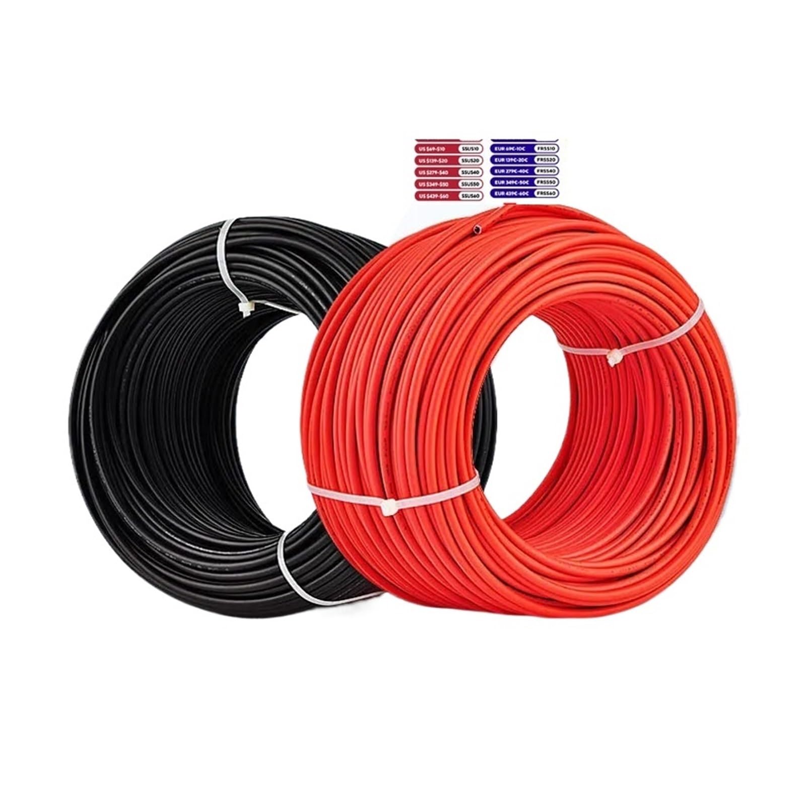 10AWG 30M 50M 100M 6MM 4MM Solar Cable Black Or Red PV Cable High Copper(Red and Black,100m,12 AWG(4MM))