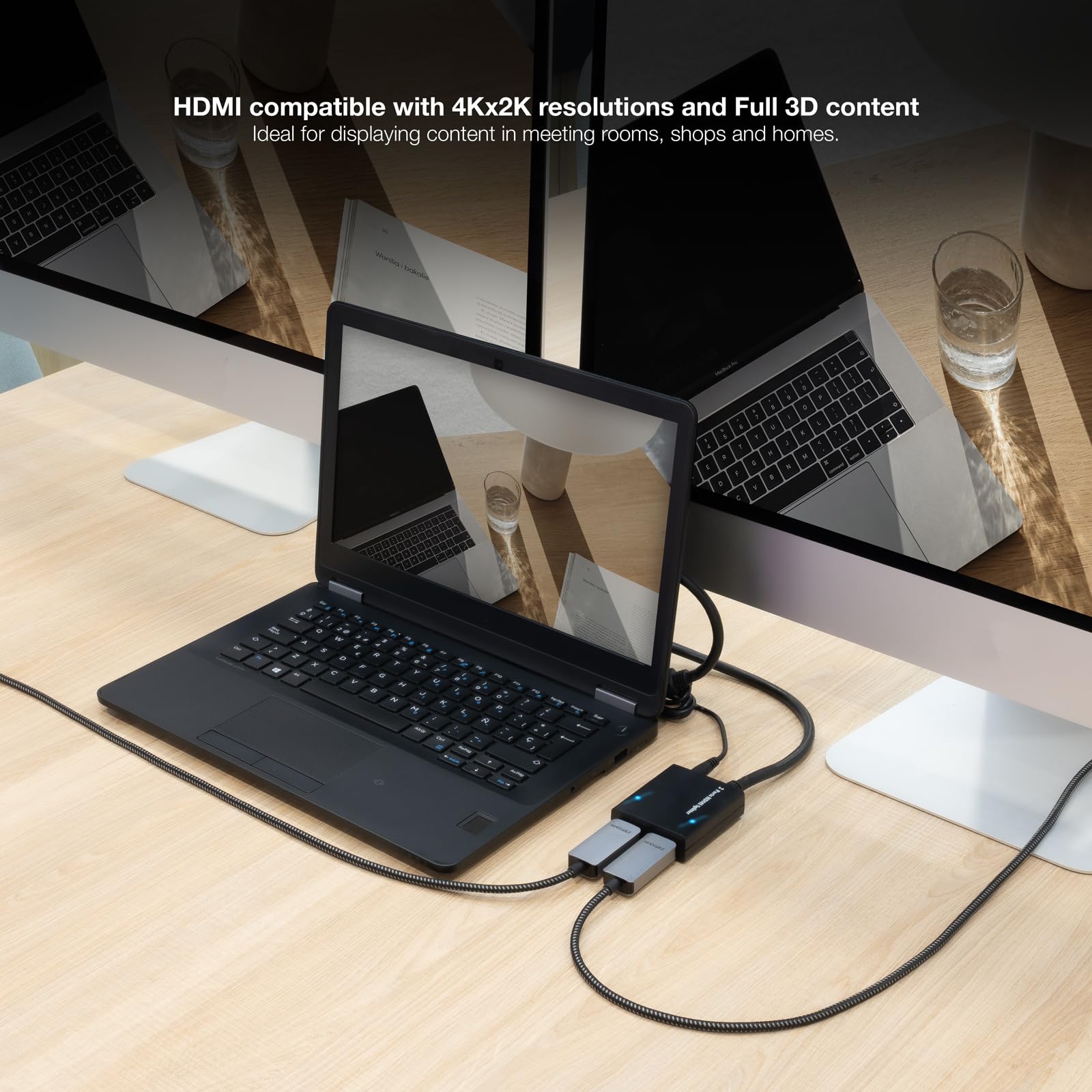 NANOCABLE 10.25.3502 - Splitter 1x1 ad Alta Velocità HDMI V1.3 con Treccia, con Cavo di Alimentazione e 50 cm