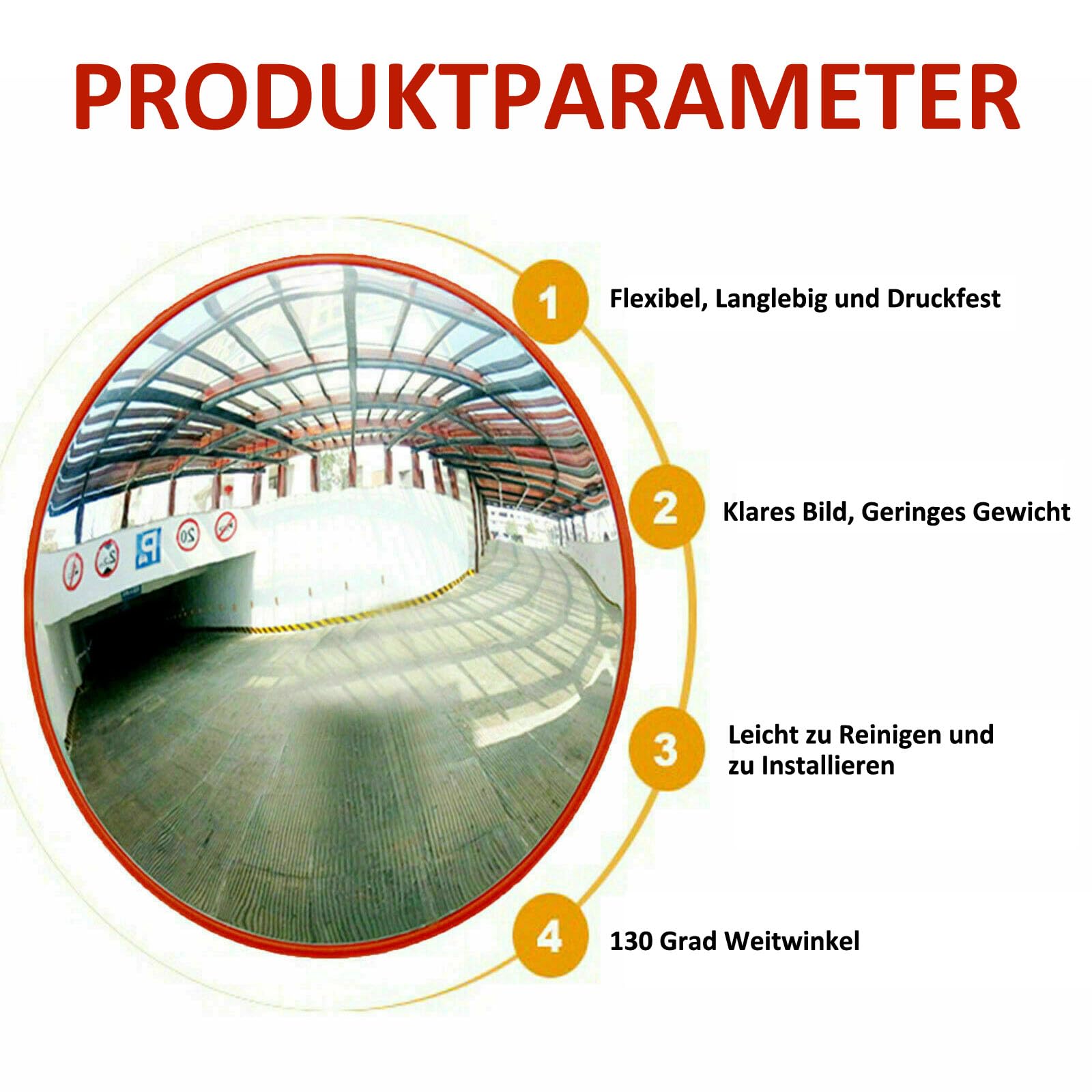Specchio Di Sicurezza Convesso 130° 30cm - Per Parcheggio, Garage E Strade, Con Supporto Regolabile - Foto 11