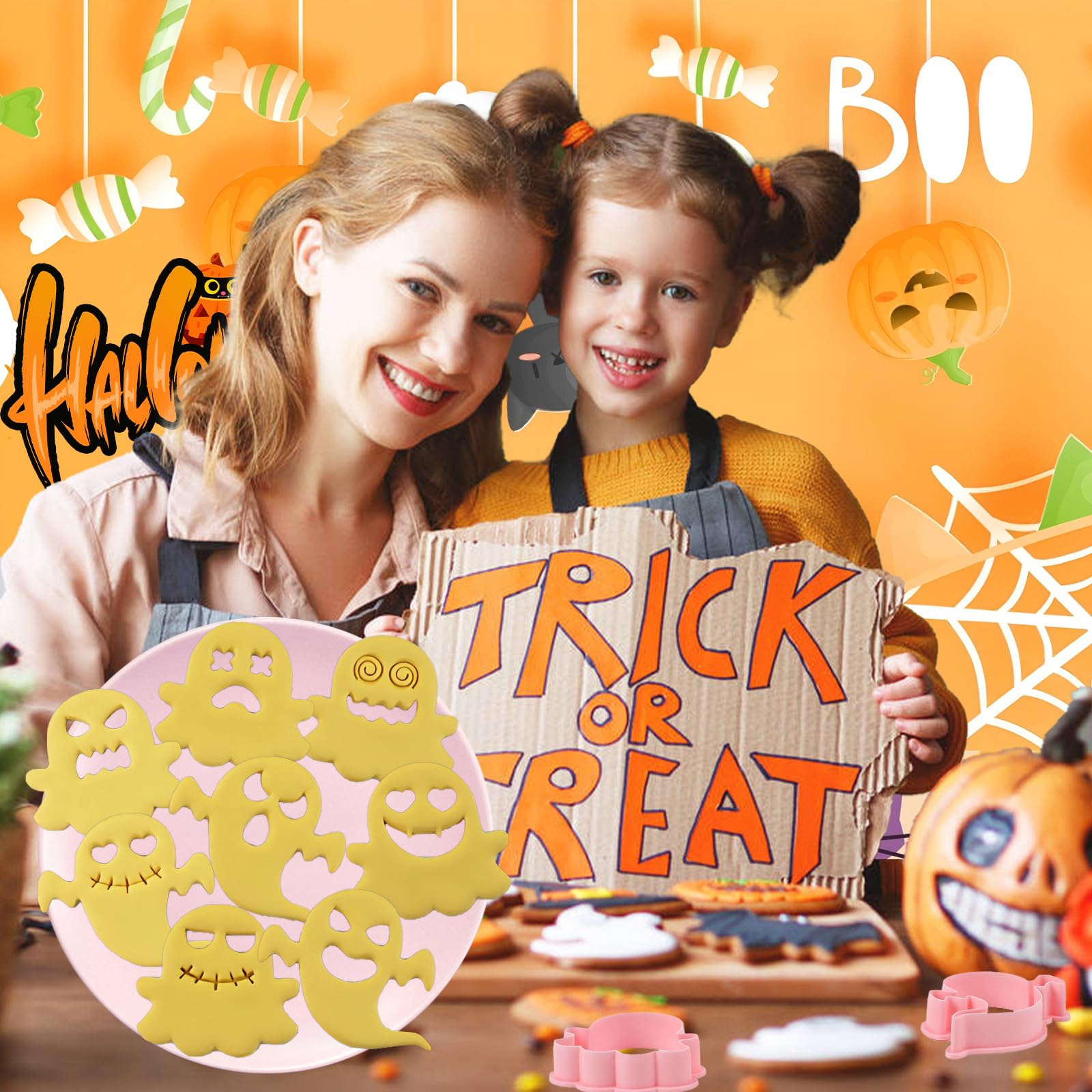 Halloween-Ausstechformen-Set 18-teilig – 3D-Kunststoff, Für Kekse, Fondant, Kürbisgesichter