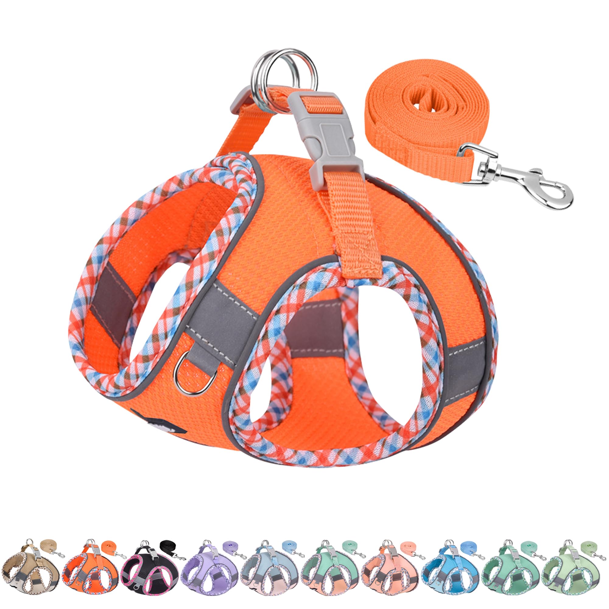 AIITLE Tiny Dog Harness - Lightweight Mesh Step-in Vest for Puppy, Reflective & Escape-Proof Design with High-Stick Magic Tape - Indoor/Outdoor Use