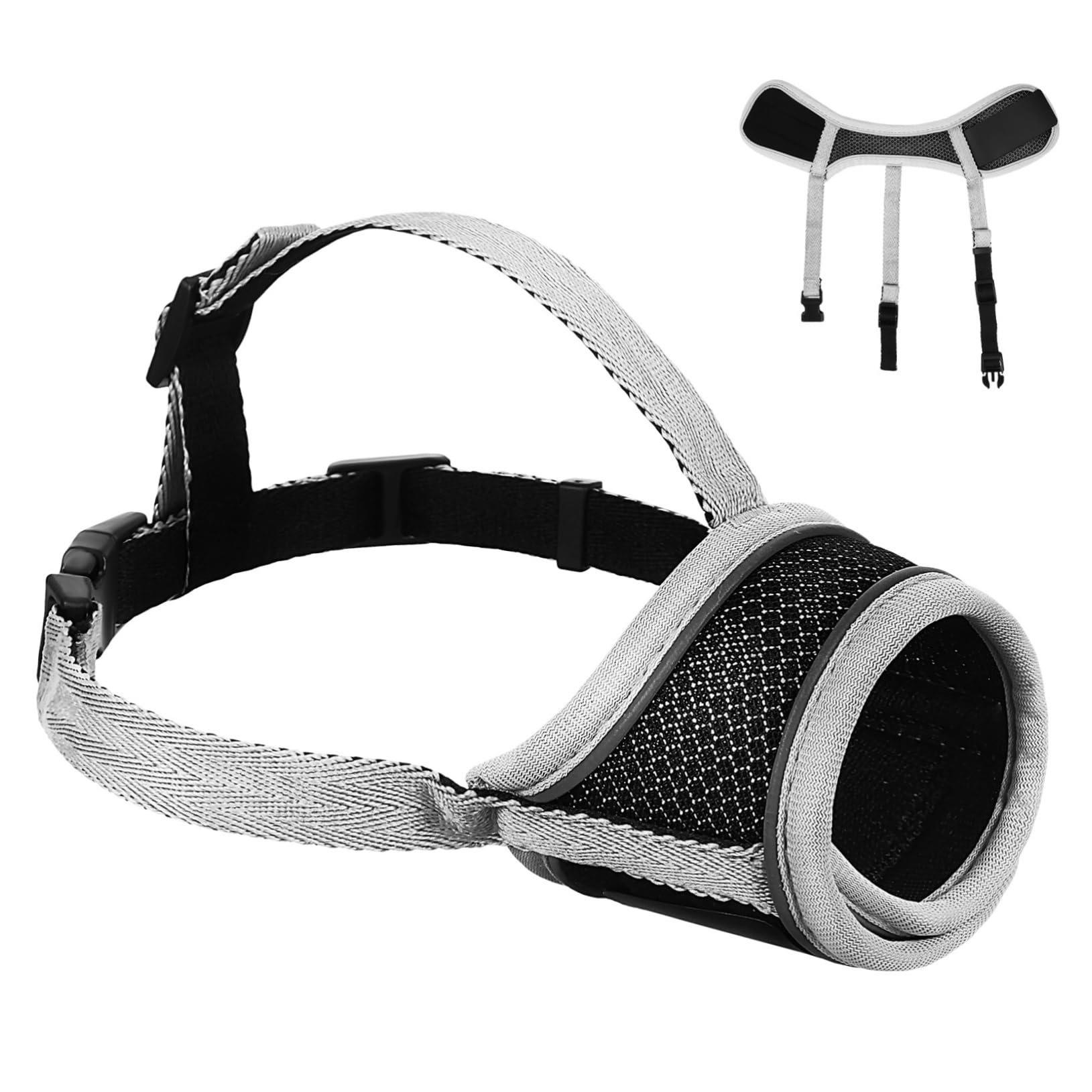 DECHOUS Breathable Dog Mouth Fabric Muzzle for Preventing Biting Barking Comfortable for Training Grooming and Vet Visits