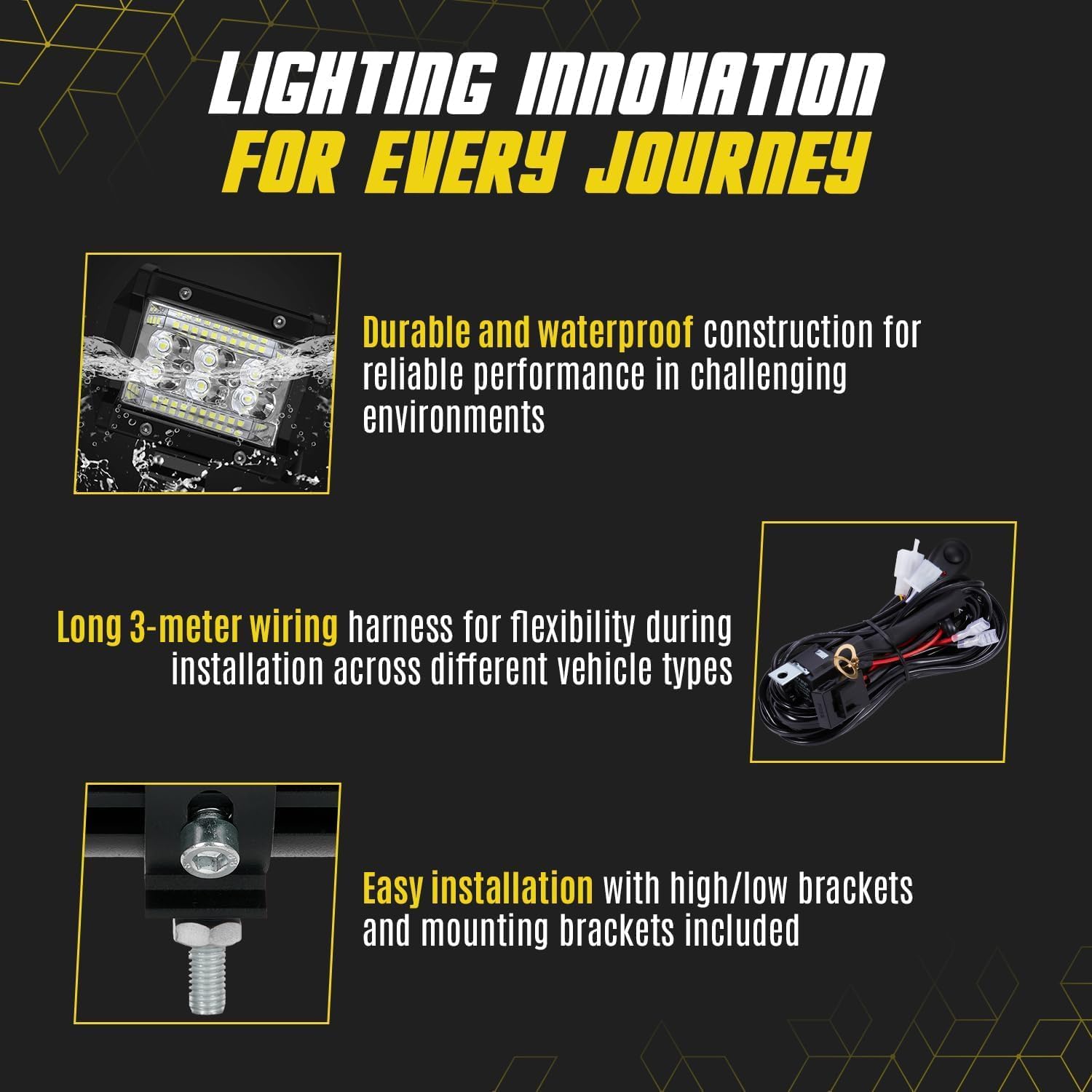 SAN YOUNG 30 Inch LED Light Bar Kits, (2) 30 In Slim LED Light Bars, (4) 4 Inch LED Pods, (2) 3 Meters Wiring Harness, 12V 24V Truck Car ATV RZR Tractor Work Lights, Waterproof Off Road Driving Lights