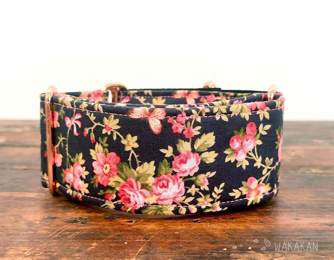 Collar Martingale Para Perro: Vintage Roses, Hecho a Mano en España por Wakakán