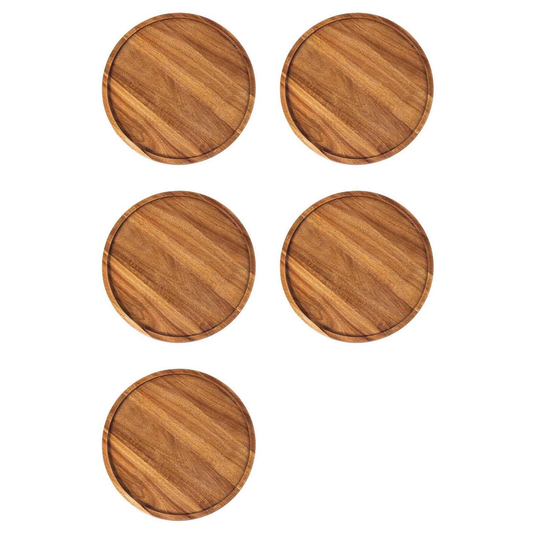 Aundhegrtt 5X Round Wood Tray,Wooden Serving Tray,Serving Platter,Appetizer Charcuterie Board,for Kitchen/Countertop A
