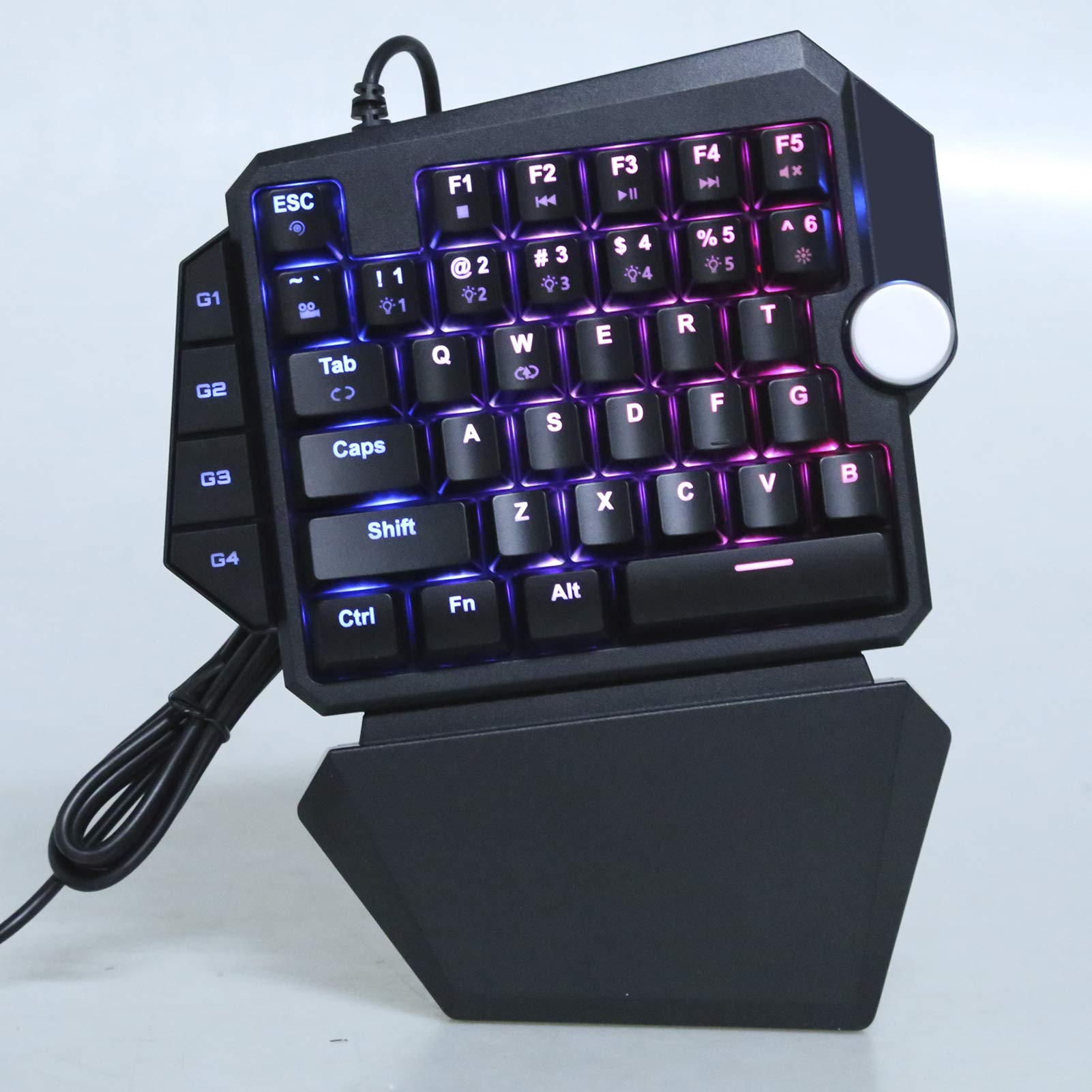 Pilipane Periferica da Gioco per PC,Tastiera Meccanica da Gioco Retroilluminata RGB con Una Sola Mano 44 Tasti, Tastiera Meccanica Retroilluminata RGB per PC, con Design Ergonomico
