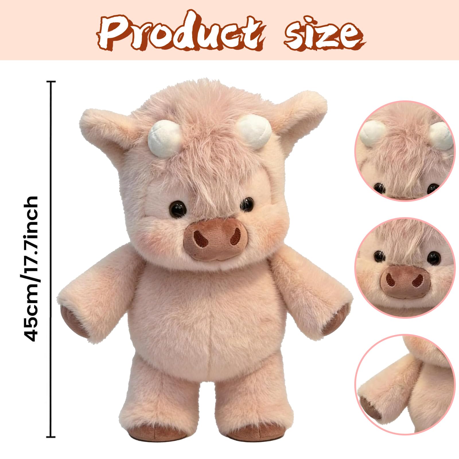 Peluche Che Corre, 45cm Peluche Di Cinghiale, Peluch Mucca, Vitello Che Corre Morbido Giocattolo, Bambola Da Collezione A Forma Di Pecora In Cartone Peluch Animato Per Ragazzi E Ragazze (A)