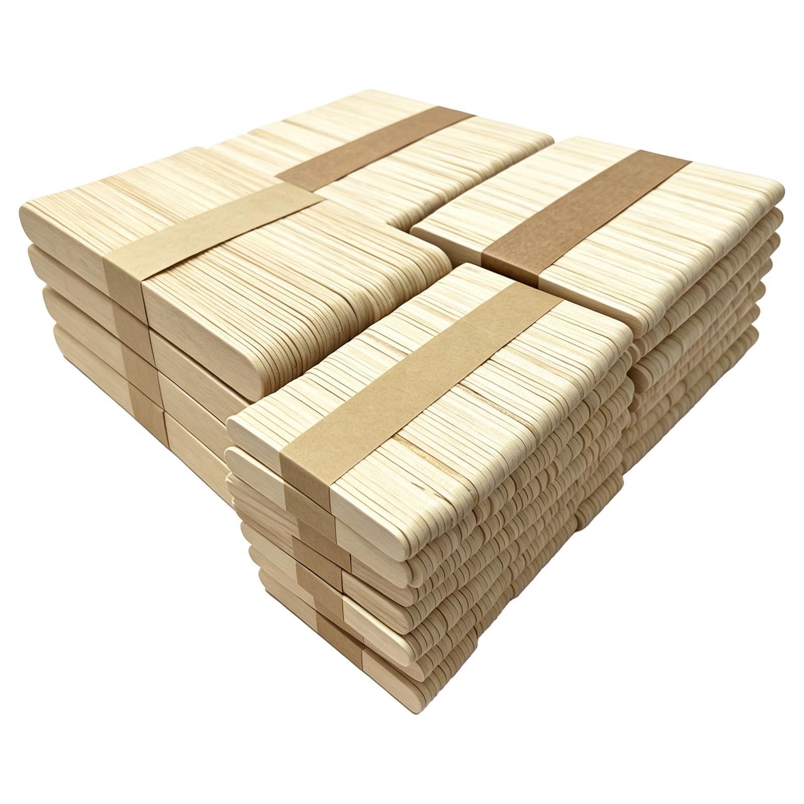 Lot de 1500 bâtons de bricolage en bois, bois brut, 4 tailles 6,5/9,3/11,4/15 cm, bords lisses pour glaces maison, loisirs créatifs, maquettes, projets d'art à domicile et fournitures scolaires
