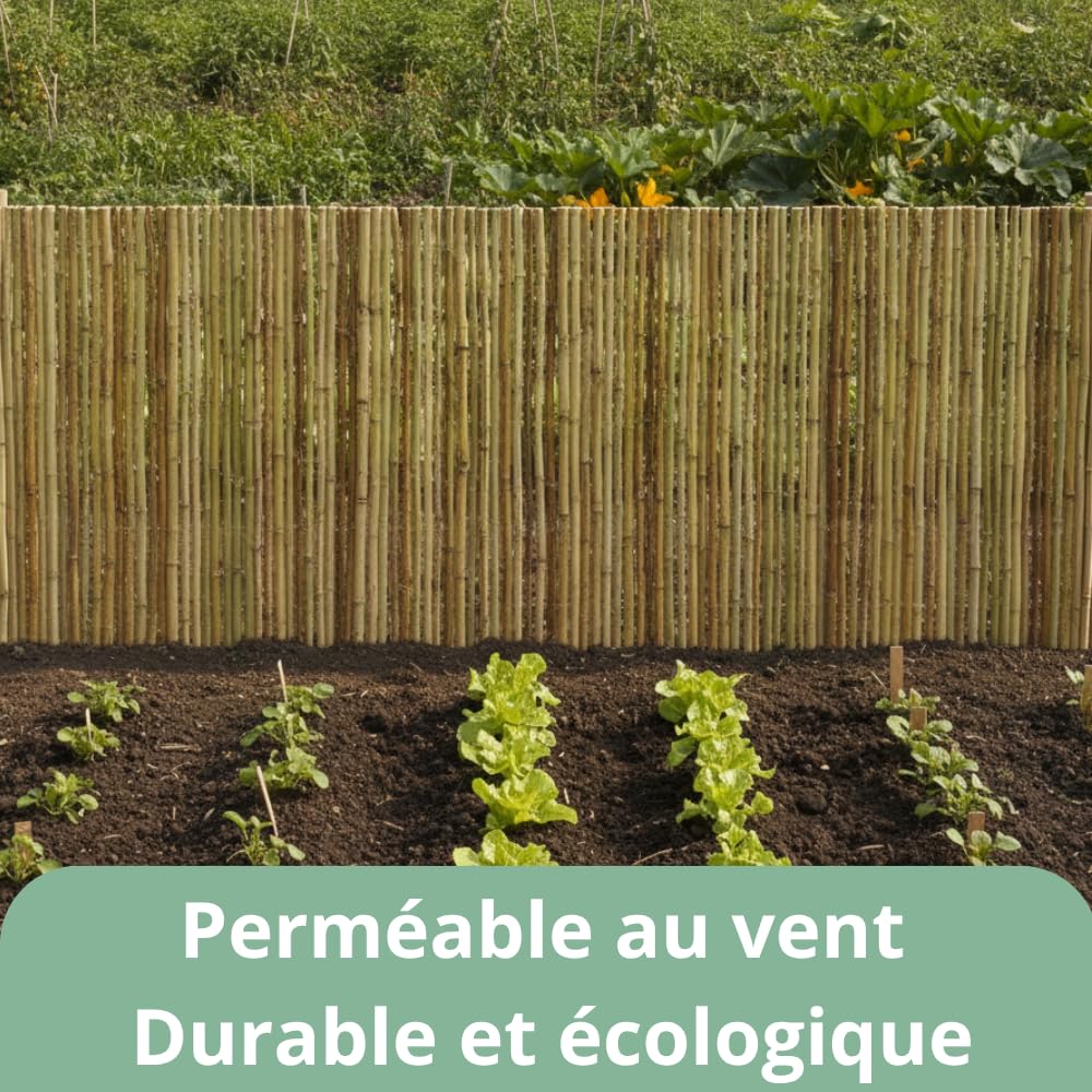 AUBRY GASPARD - Canisse en Bambou Rond - avec Fil De Fer Galvanisé - Brise Vue Jardin occultant - Livré en Rouleau avec Sac de Transport - Jardin et Terrasse - Résistant aux intempéries - 100x180 cm