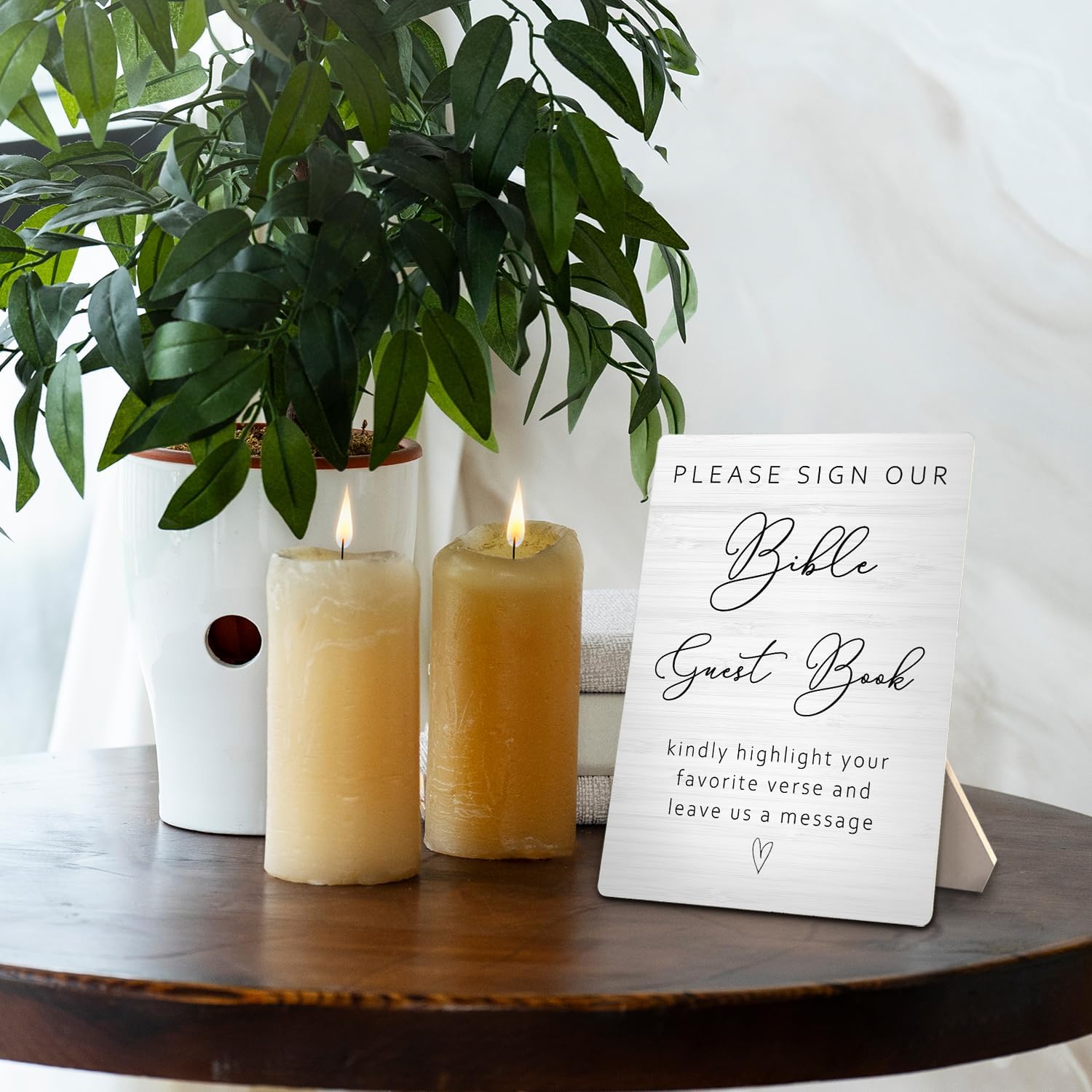 Bible Guest Book Wedding Wooden Sign Stand, 5x7inches, Wedding Signs for Ceremony and Reception, Table Decorations - Image 4