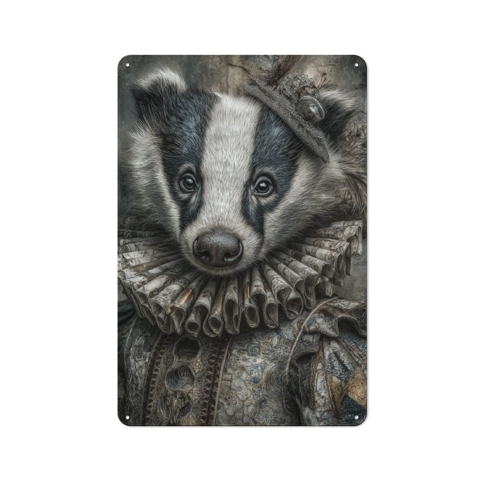 Junmoney Regal Badger Portrait Retro Tin Wall Plaque 30X20cm For Man Cave Or Games Room, A Decorative Christmas Gift For Man Cave Decor Fans